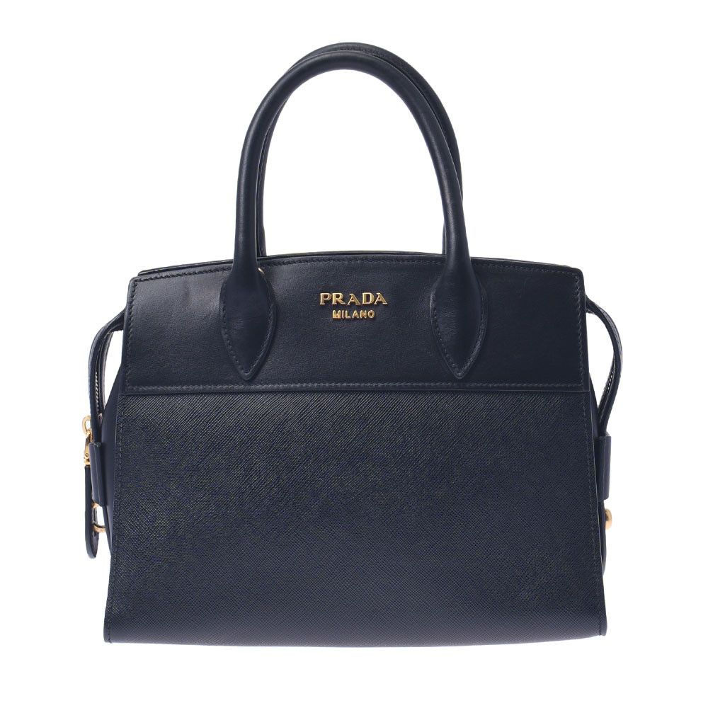 image of Prada 2Way Bag Noir Gold Hardware Calf Handbag in Black, Women's