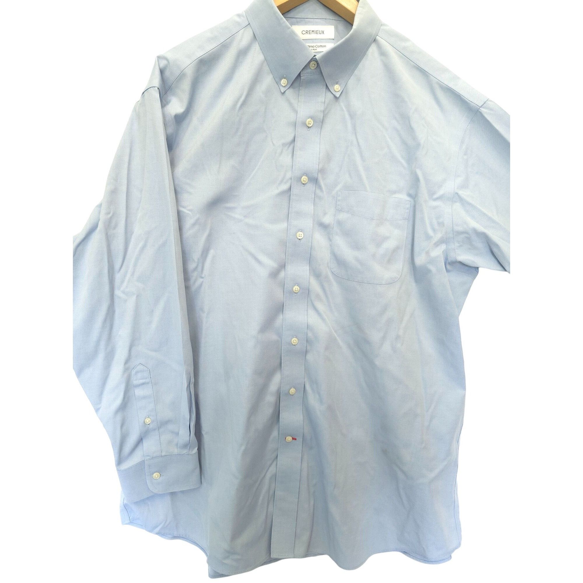 Cremieux Cremieux Mens 100% Pima Cotton Non-Iron Dress Shirt Light Bl Size US XL / EU 56 / 4 - 1 Thumbnail