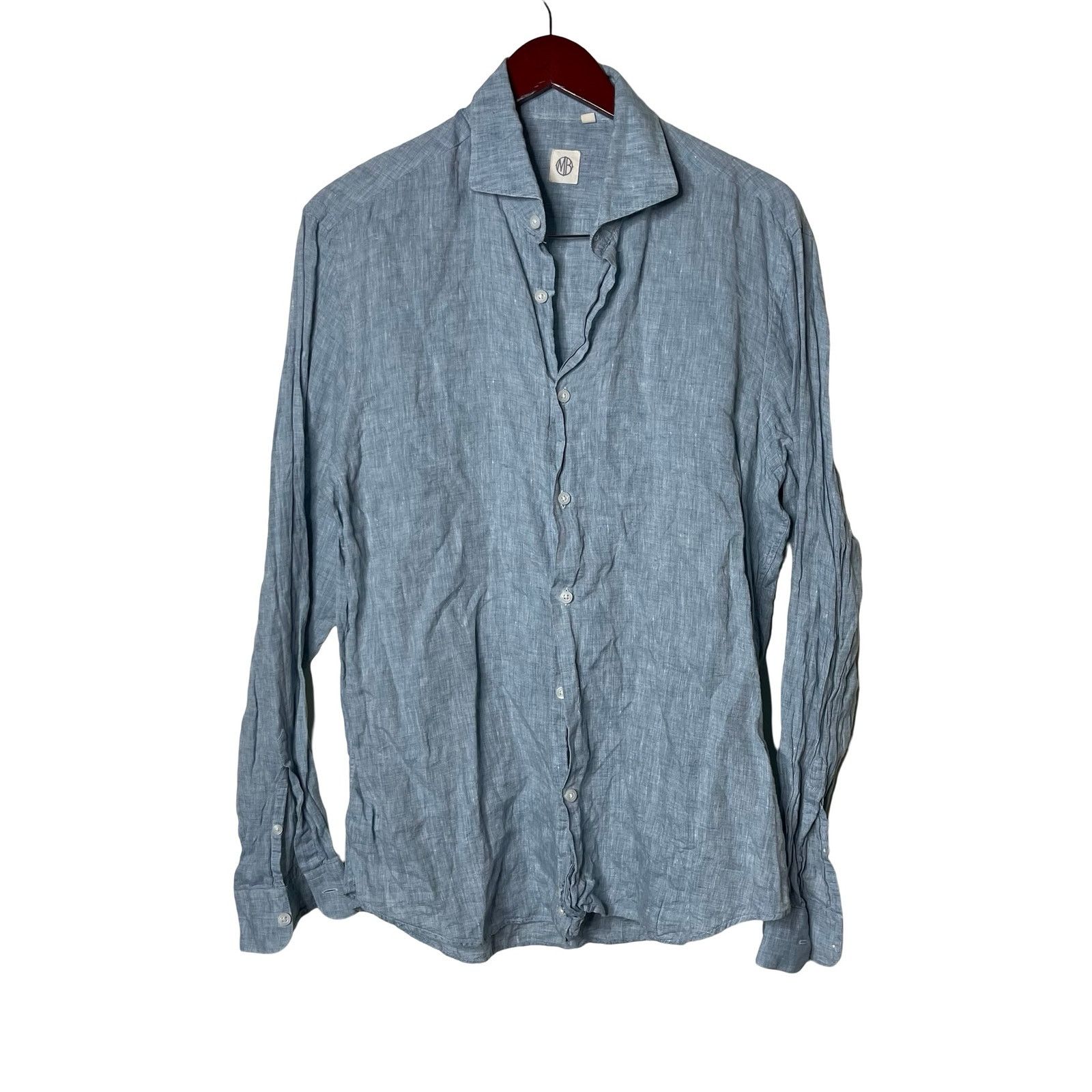 Other Moss Bros Blue Linen Button Down Shirt sz L Size US L / EU 52-54 / 3 - 2 Thumbnail