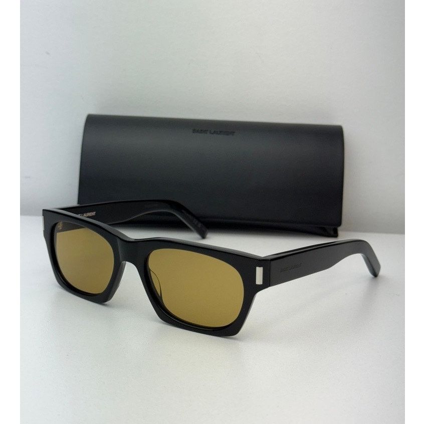 Saint Laurent SL402 010 Rectangle Sunglasses – Black Frame with Yellow Lenses Saint Laurent SL 402 Sunglasses | Free Shipping | EZContacts.com main image 2