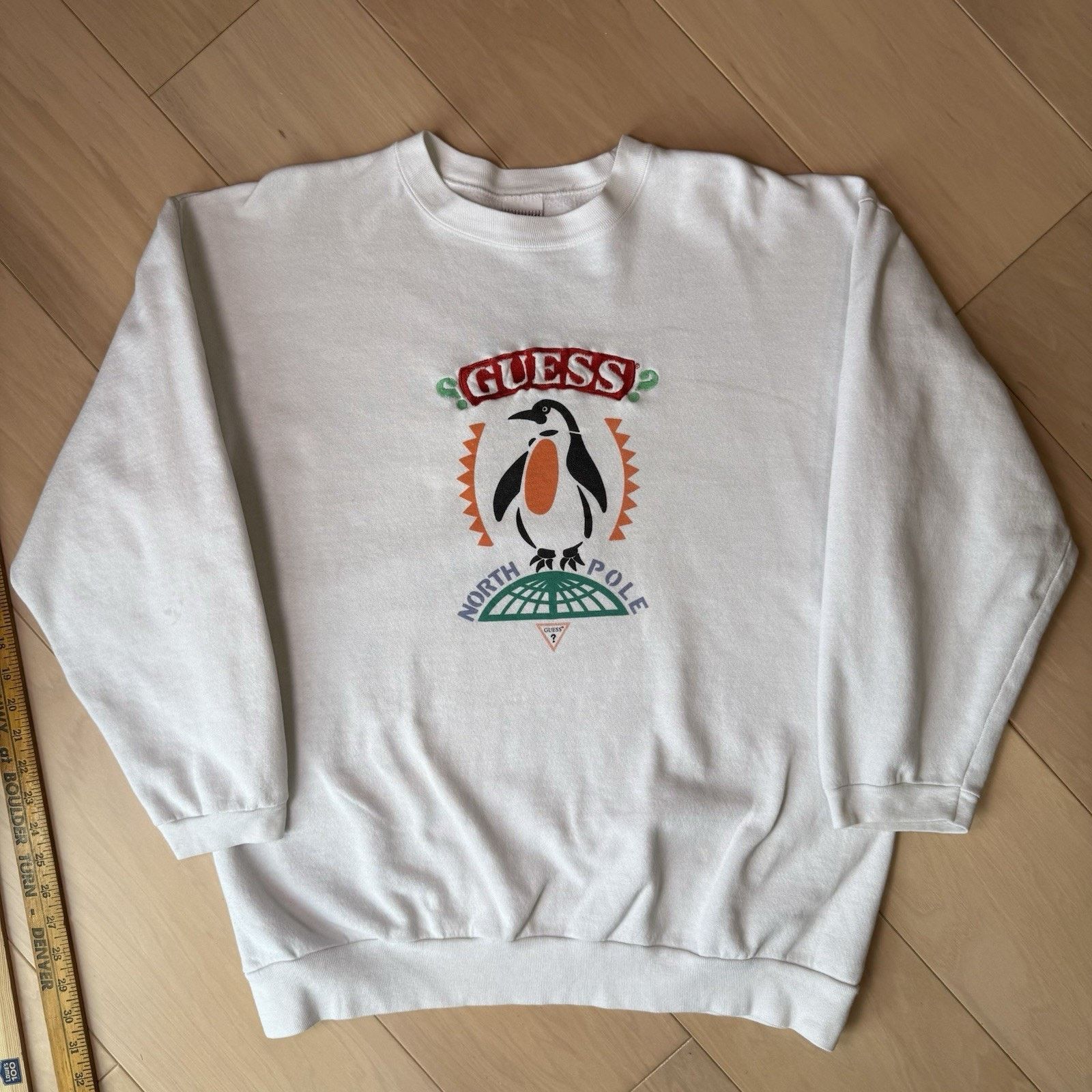 Guess Vintage Guess North Pole Sweatshirt White 90s Made in USA Size US L / EU 52-54 / 3 - 3 Thumbnail