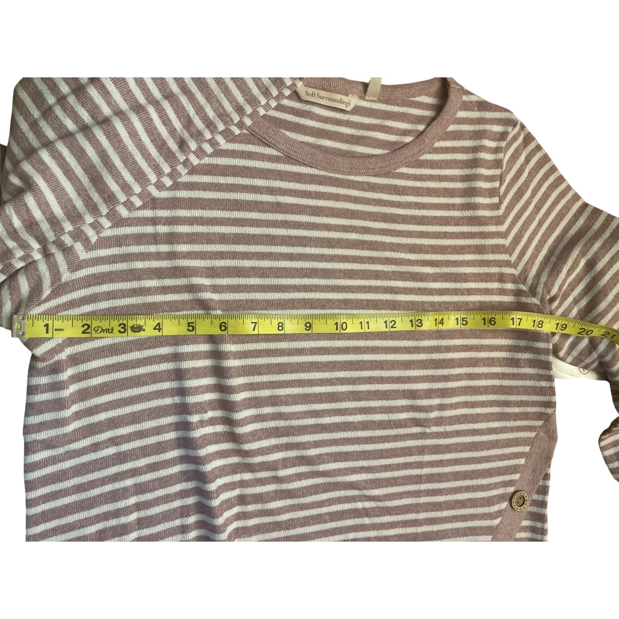 Anthropologie Striped Long Sleeve Top With Button Detail By Soft Surroundi Size M / US 6-8 / IT 42-44 - 4 Thumbnail