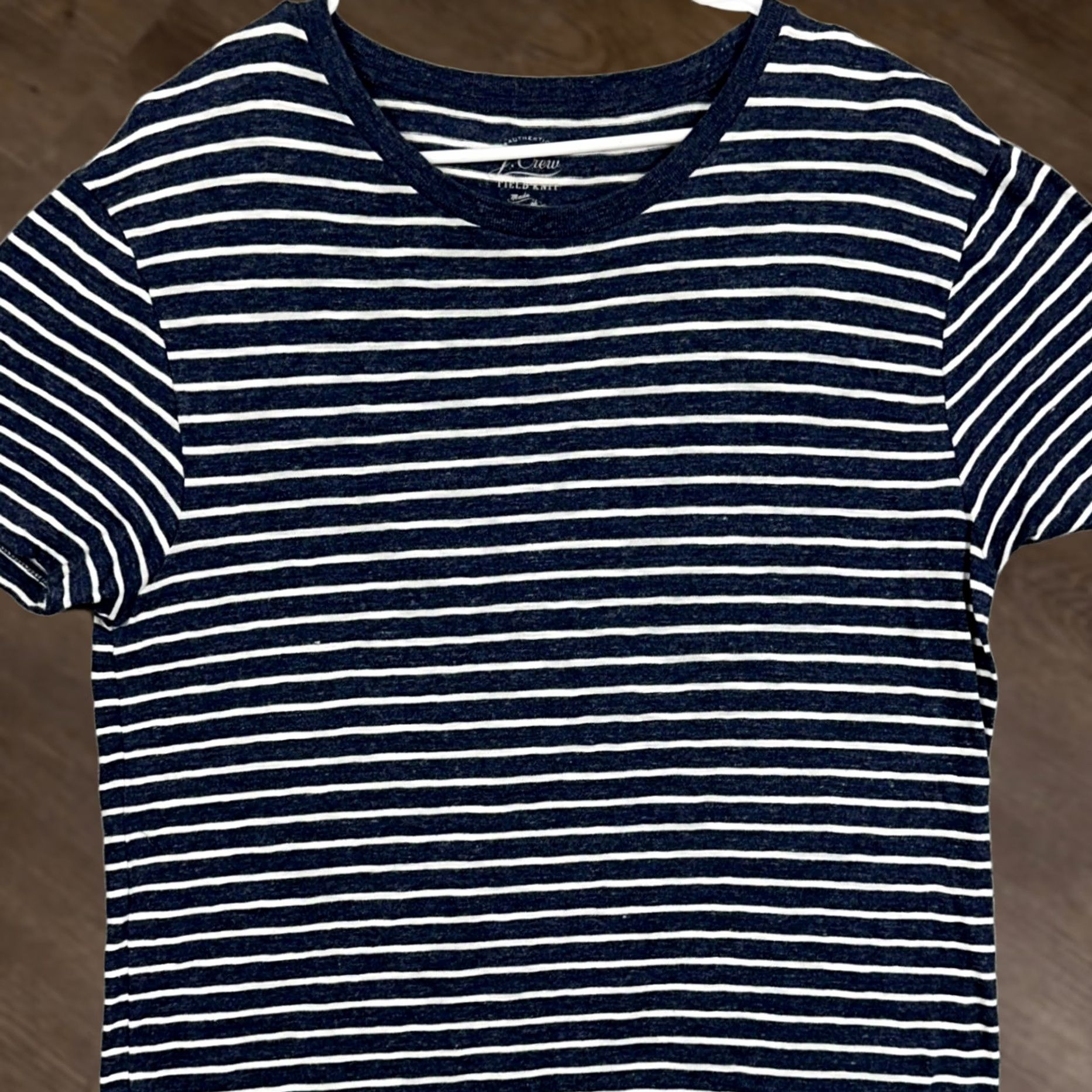 J.Crew J Crew Shirt Womens Large White Stripe Short Sleeve Crewneck Tee Size L / US 10 / IT 46 - 1 Thumbnail