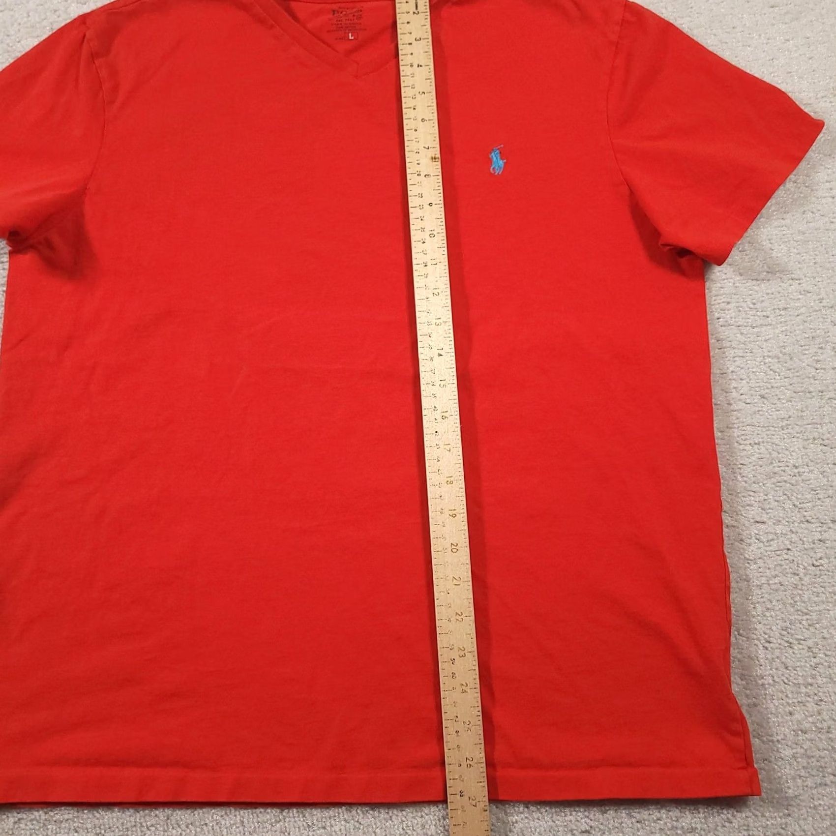 Polo Ralph Lauren Polo Ralph Lauren Shirt Mens Large Red V Neck Cotton T-Shirt Tee Pony Embroidered Blue Pocket? Size US L / EU 52-54 / 3 - 7 Thumbnail