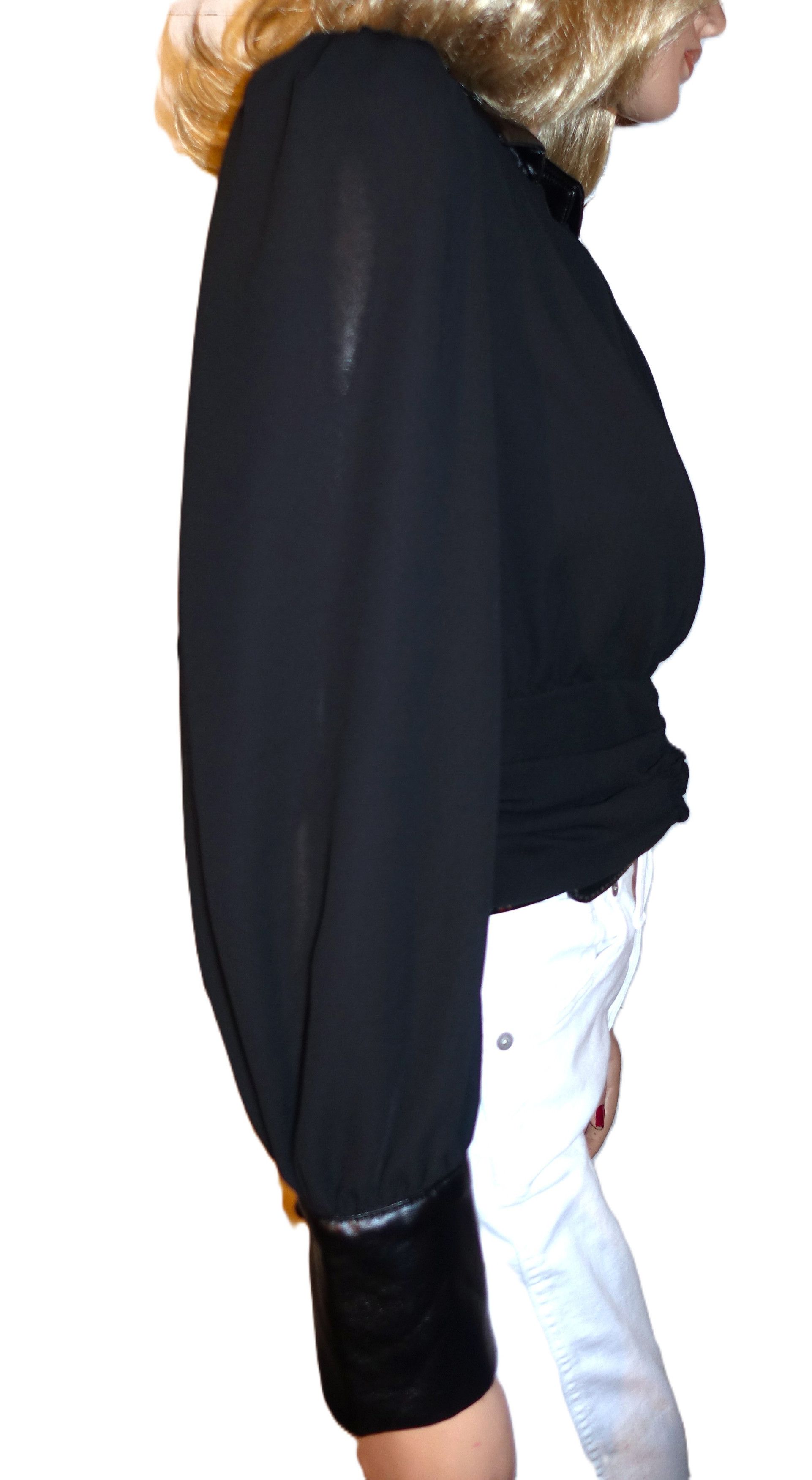 Other Wear by Erin Andrews Black Faux Wrap Blouse S NWT Size S / US 4 / IT 40 - 6 Thumbnail