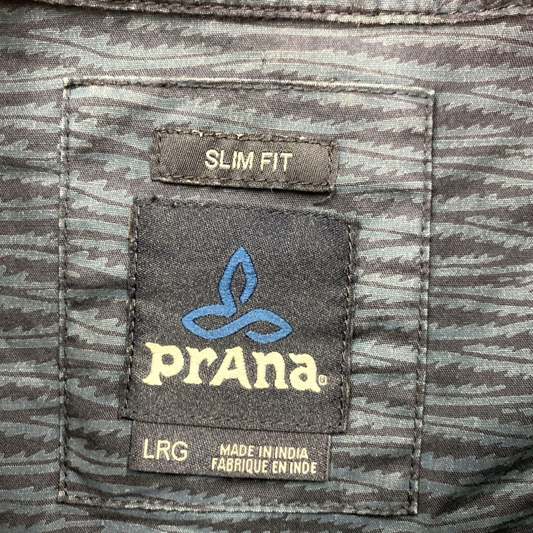 Prana prAna Button-Up Shirt Mens L Blue Slim Casual Short Sleeve Plaid Pattern Cotton Organic Blend Recycled Polyester Button Front Pocket Size US L / EU 52-54 / 3 - 3 Thumbnail