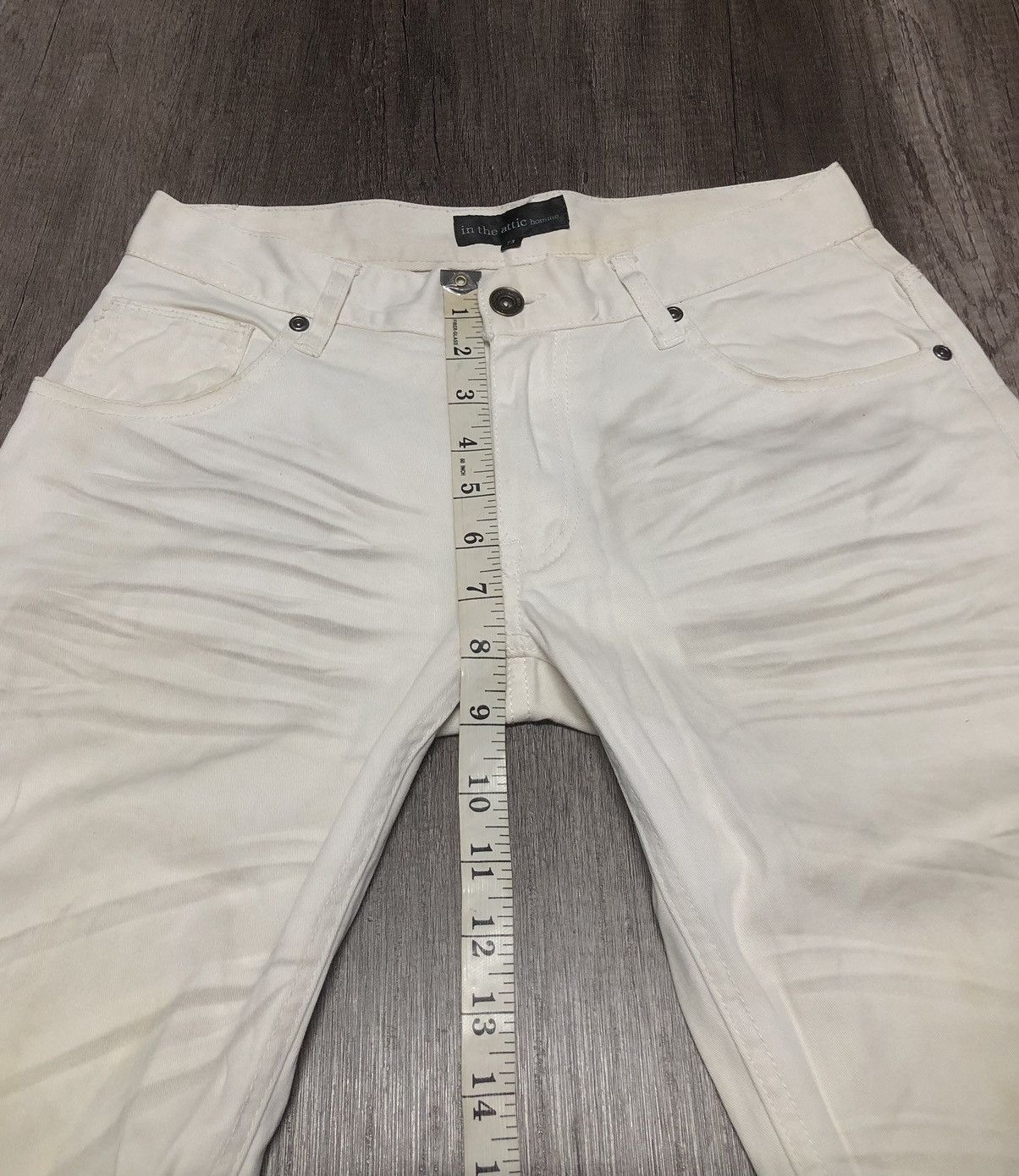 In The Attic × Japanese Brand In The Attic Homme White Slim Fit Distressed Jeans Size US 29 - 23 Thumbnail