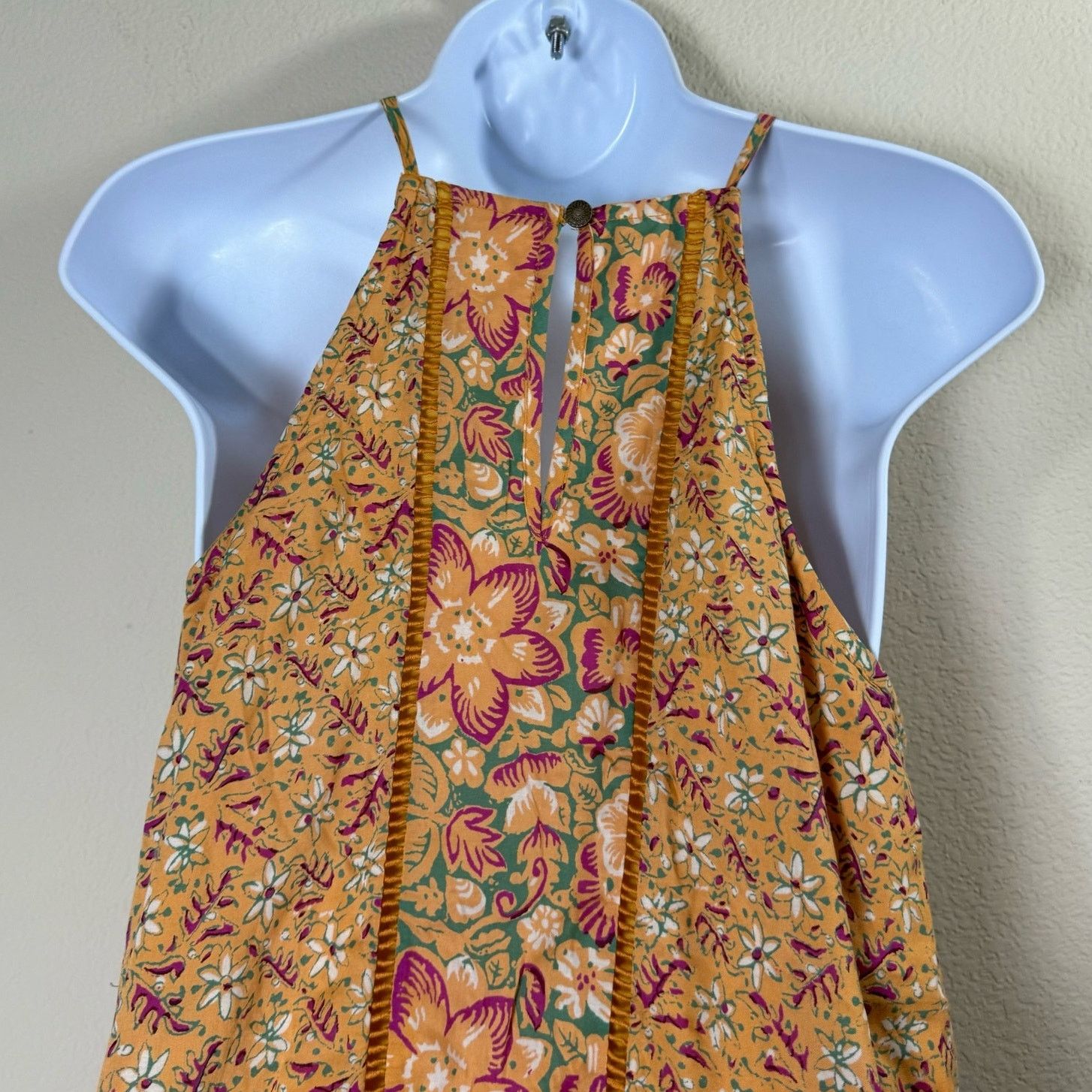 Anthropologie akemi + kim | embroidered boho lattice yellow tank sz 2 Size XS / US 0-2 / IT 36-38 - 6 Thumbnail
