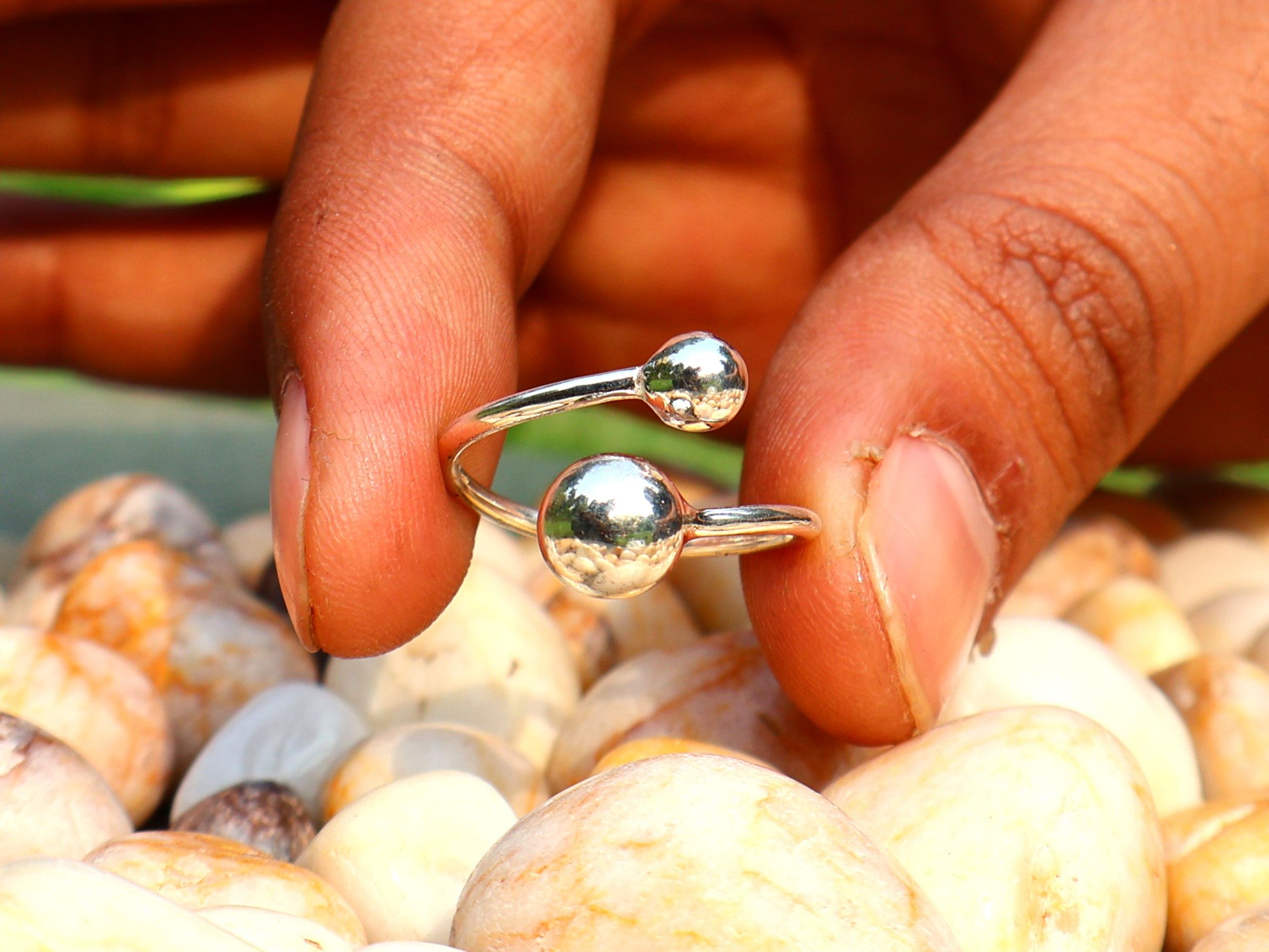 Handmade Double Ball Ring, Handmade Women Ring, Sterling Silver Ring Size ONE SIZE - 2 Thumbnail