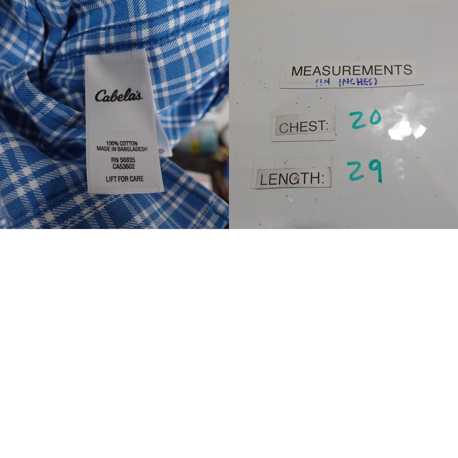 Vintage Cabela's Shirt Mens M Blue Check Long Sleeve Button-Up Wrinkle Free Cotton Size US M / EU 48-50 / 2 - 8 Thumbnail