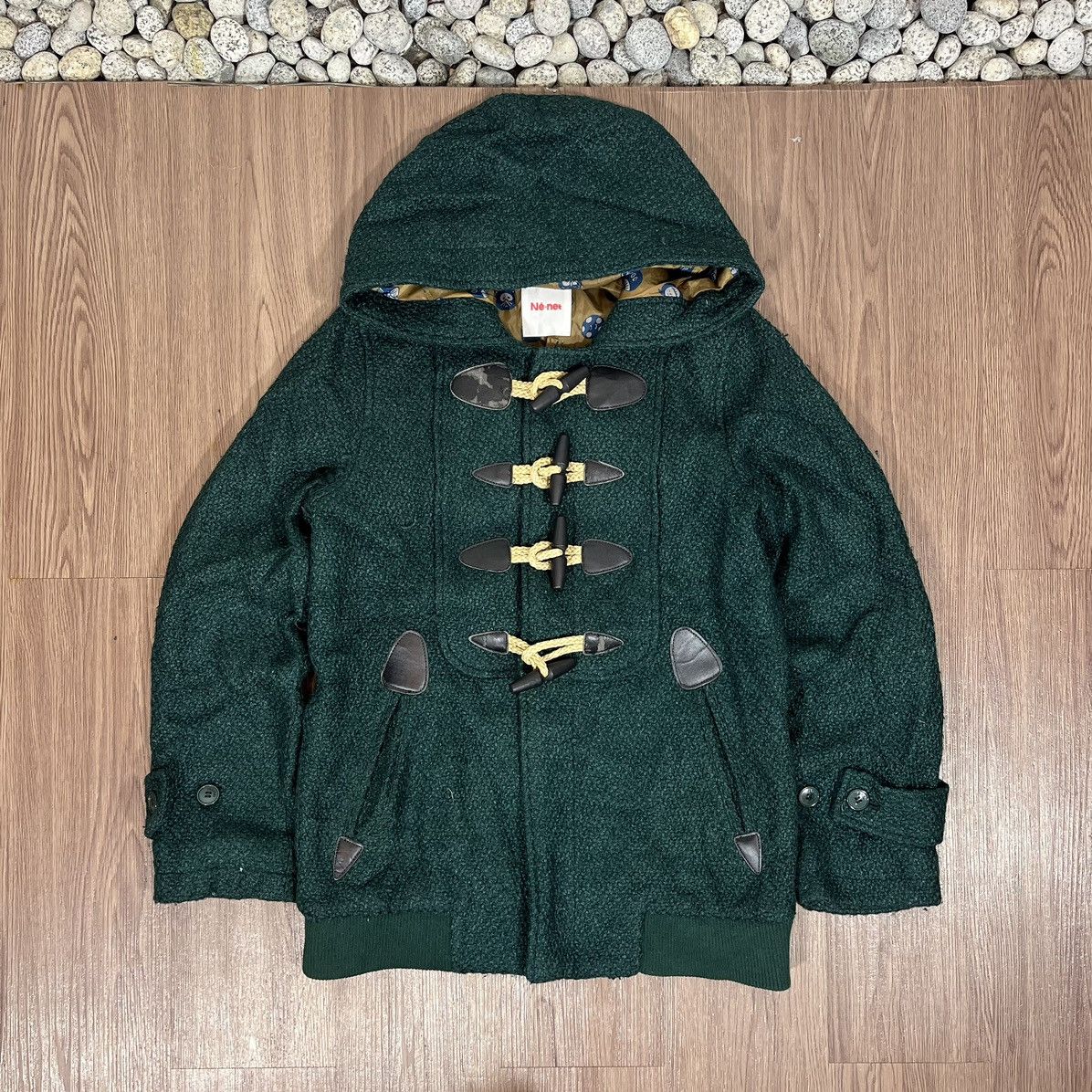 Issey Miyake × Ne-Net Ne-Net Green Wool Duffle Coat Size US L / EU 52-54 / 3 - 1 Thumbnail