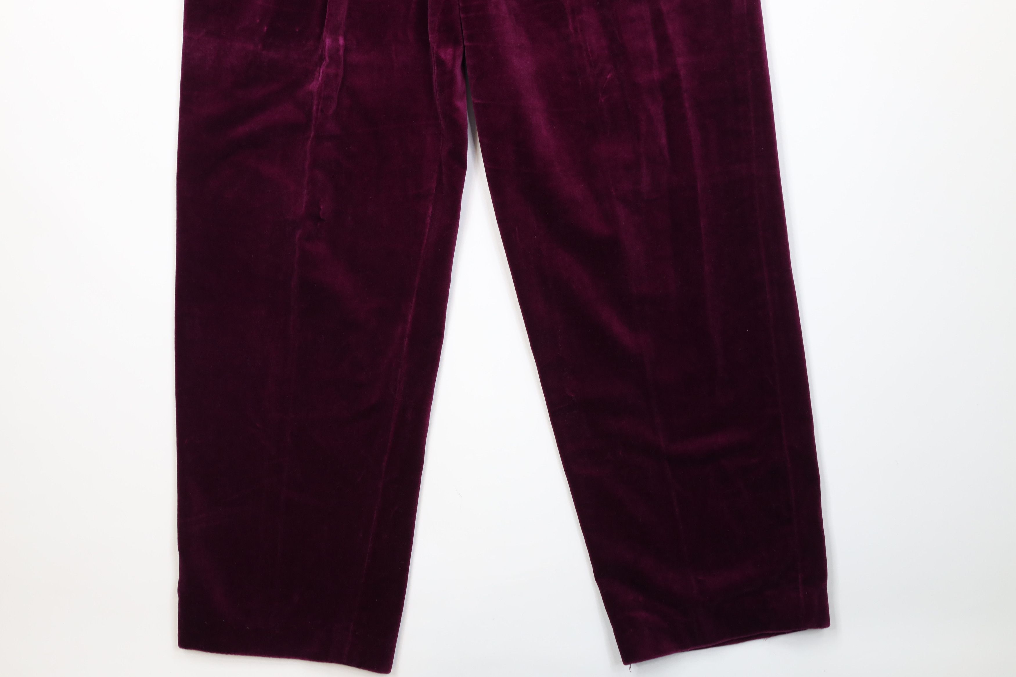 Vintage Vintage 90s Streetwear Wide Leg Velvet Velour Pants Purple Size 36" / US 14 / IT 50 - 5 Thumbnail
