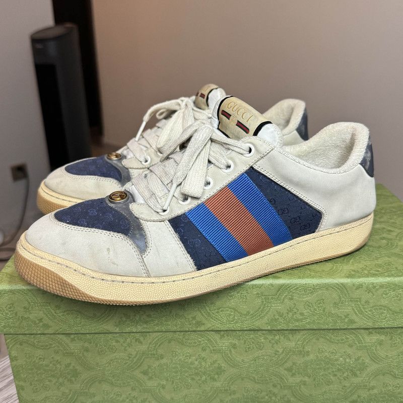 Gucci GUCCI Screener Dirty Sneakers in Grey and White - Size US 8 / EU 41 - 1 Thumbnail