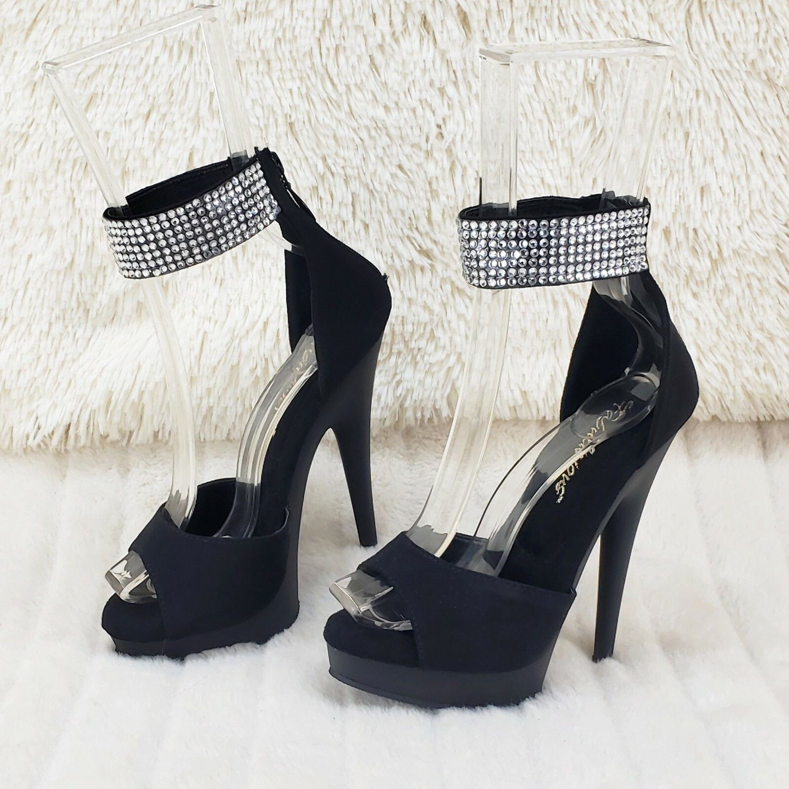 Other Sultry 625 Black Faux Suede 6" High Heels Platform Sandal Sh Size US 11 / IT 41 - 8 Thumbnail