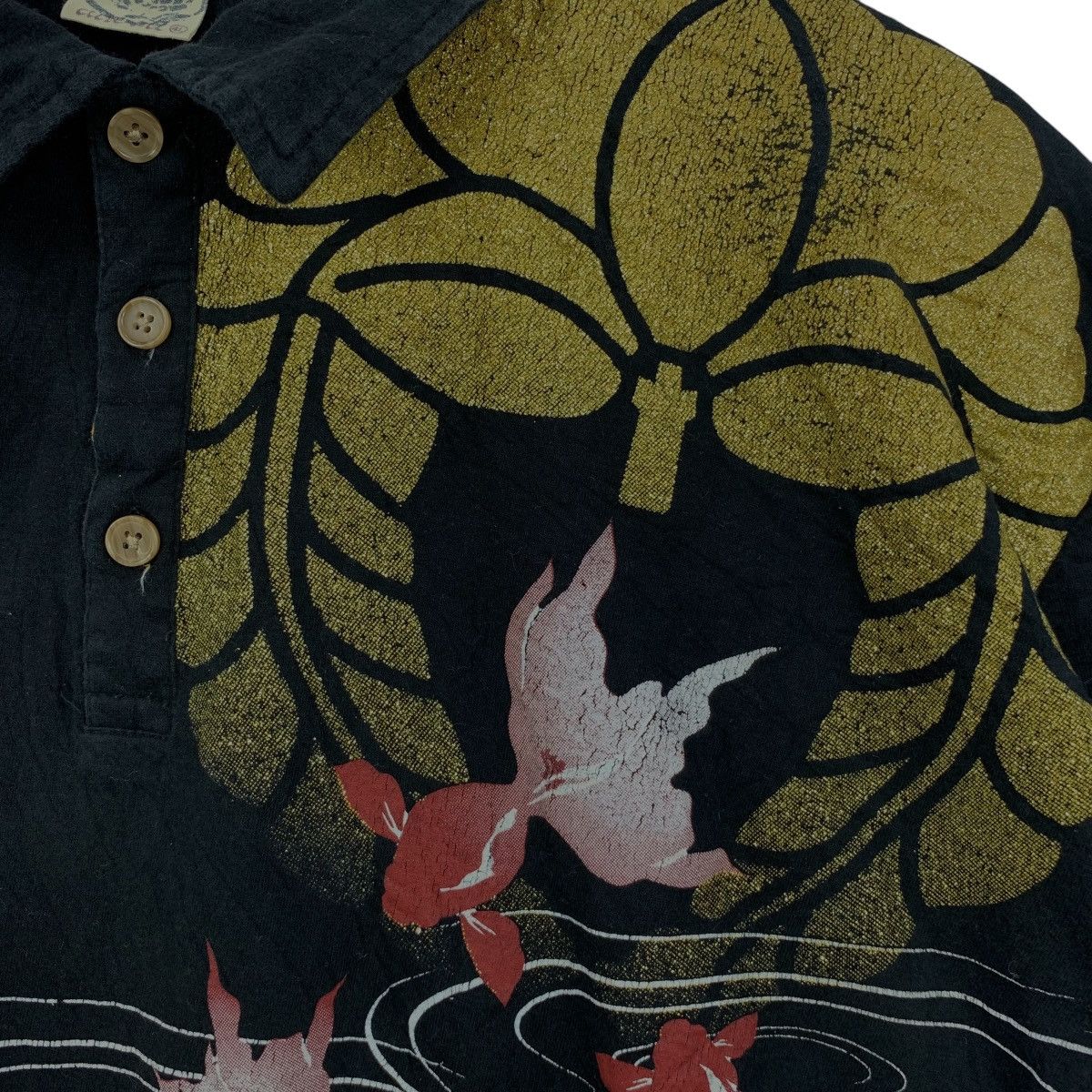 Vintage JAPAN TRADITIONAL CHIKIRIYA Gold Fish Tee Shirt Polo Size US XL / EU 56 / 4 - 5 Thumbnail