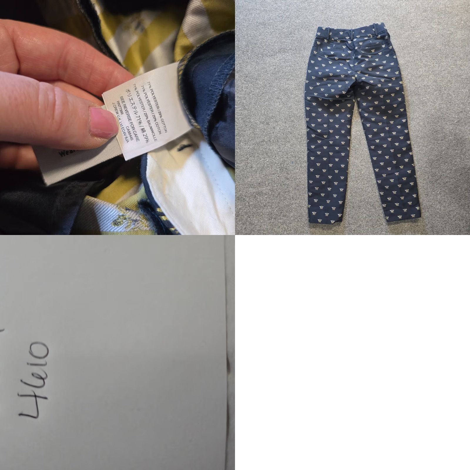 J.Crew J.CREW Pants Womens Size 00 Blue Bee Bumblebee Chino Flat Front Whimsy Career Pants Chino Regular 26.5in Inseam Womens Size 24" / US 00 / IT 34 - 8 Thumbnail