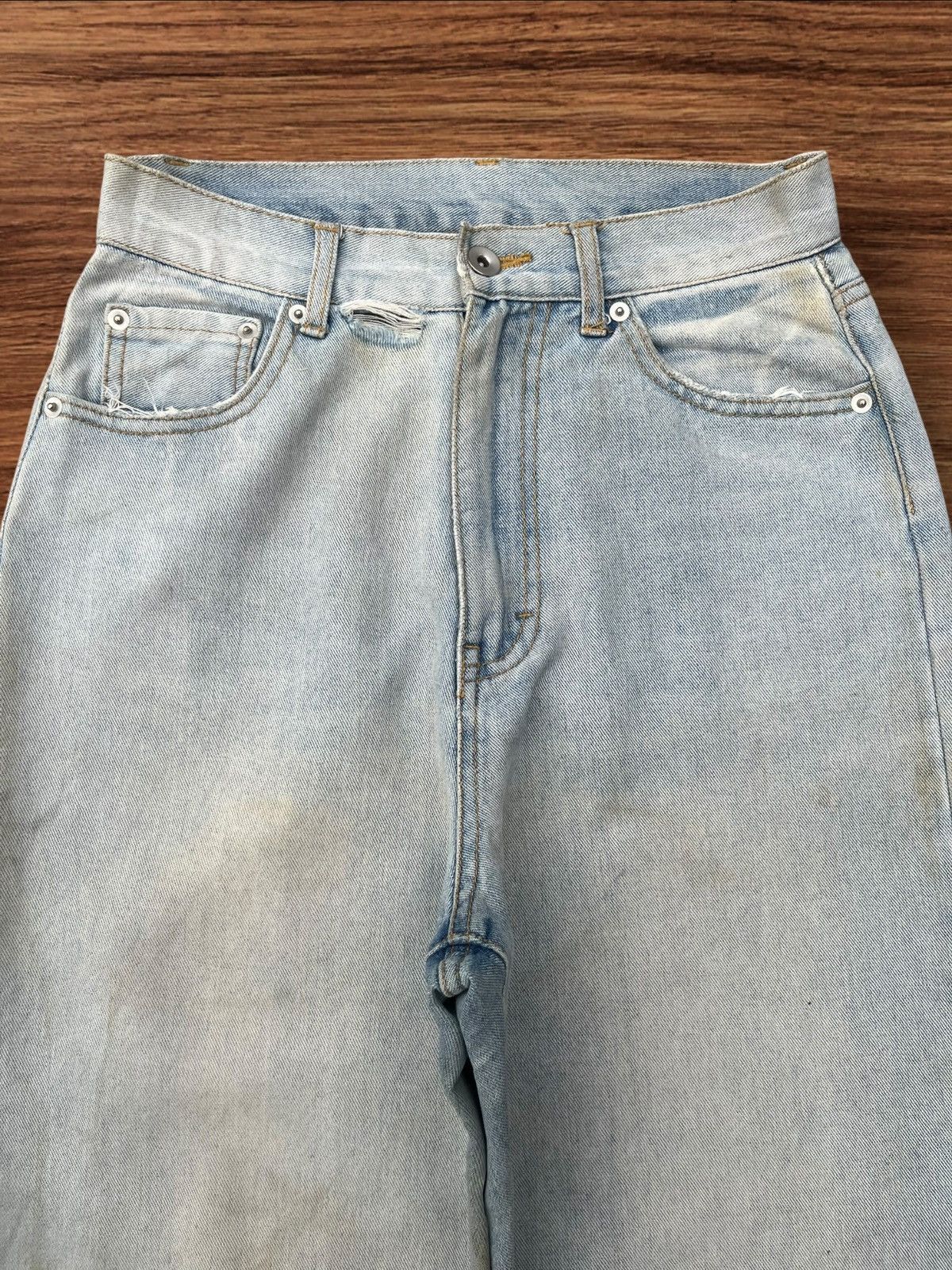 Zara Vintage Light Blue Dirty Washed Frayed Straight Leg Jeans Size 26" / US 2 / IT 38 - 3 Thumbnail