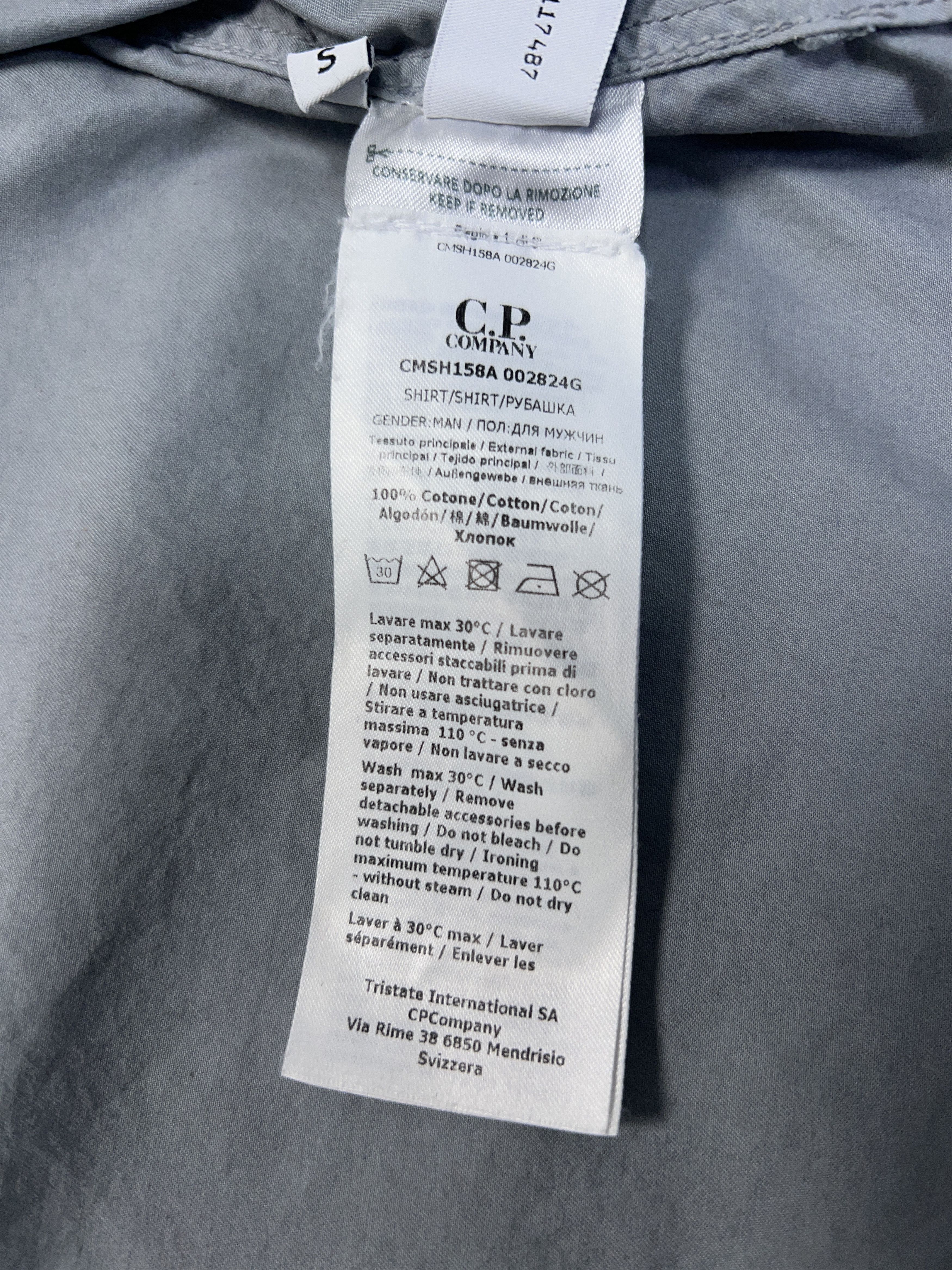 C.P. Company Mens Gabardine Overshirt Zip Shirt Light Grey Cotton Size S Size US S / EU 44-46 / 1 - 14 Thumbnail