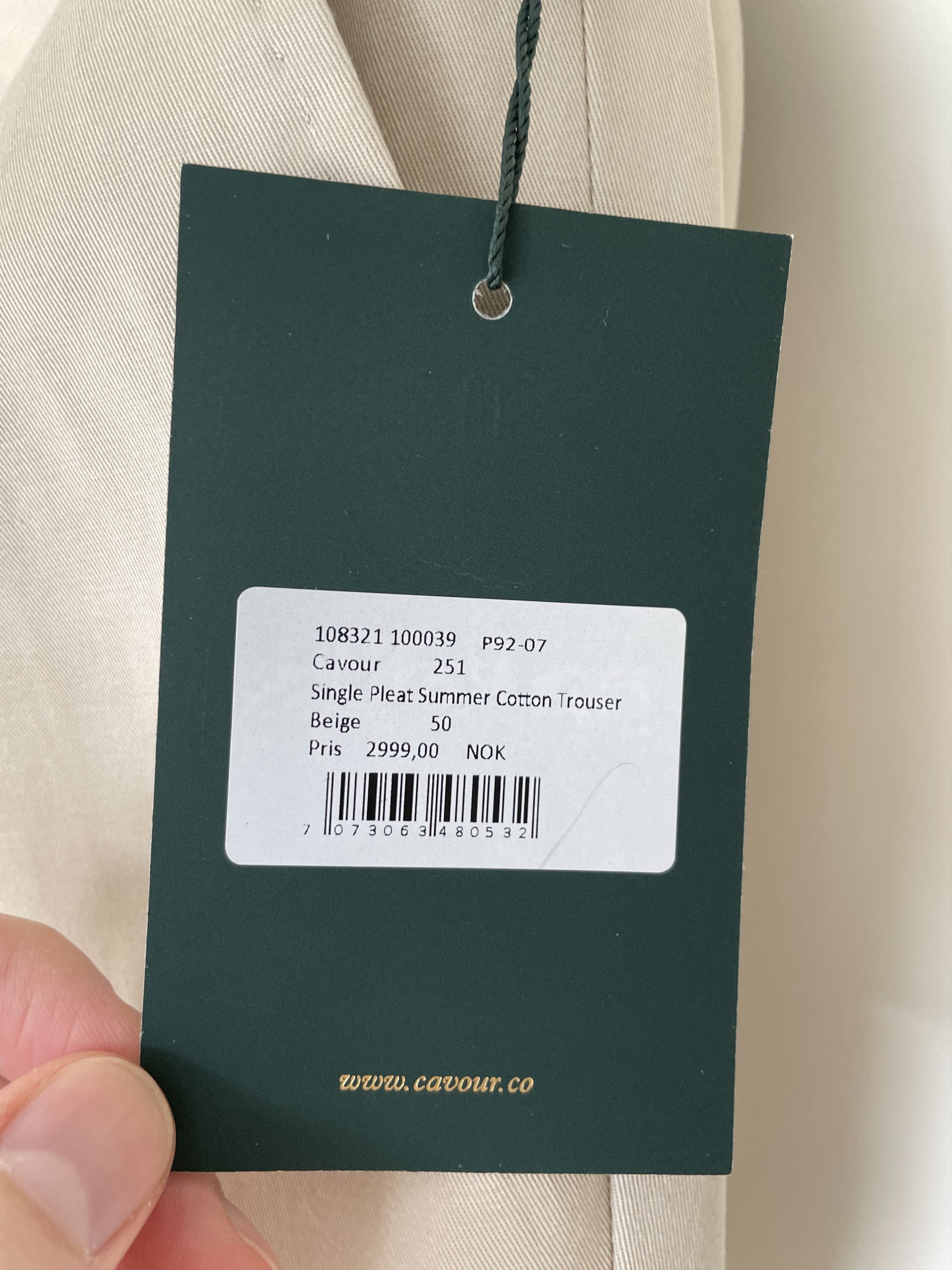 Other NWT Cavour beige cotton trousers, size 50\w34 Size US 34 / EU 50 - 5 Thumbnail