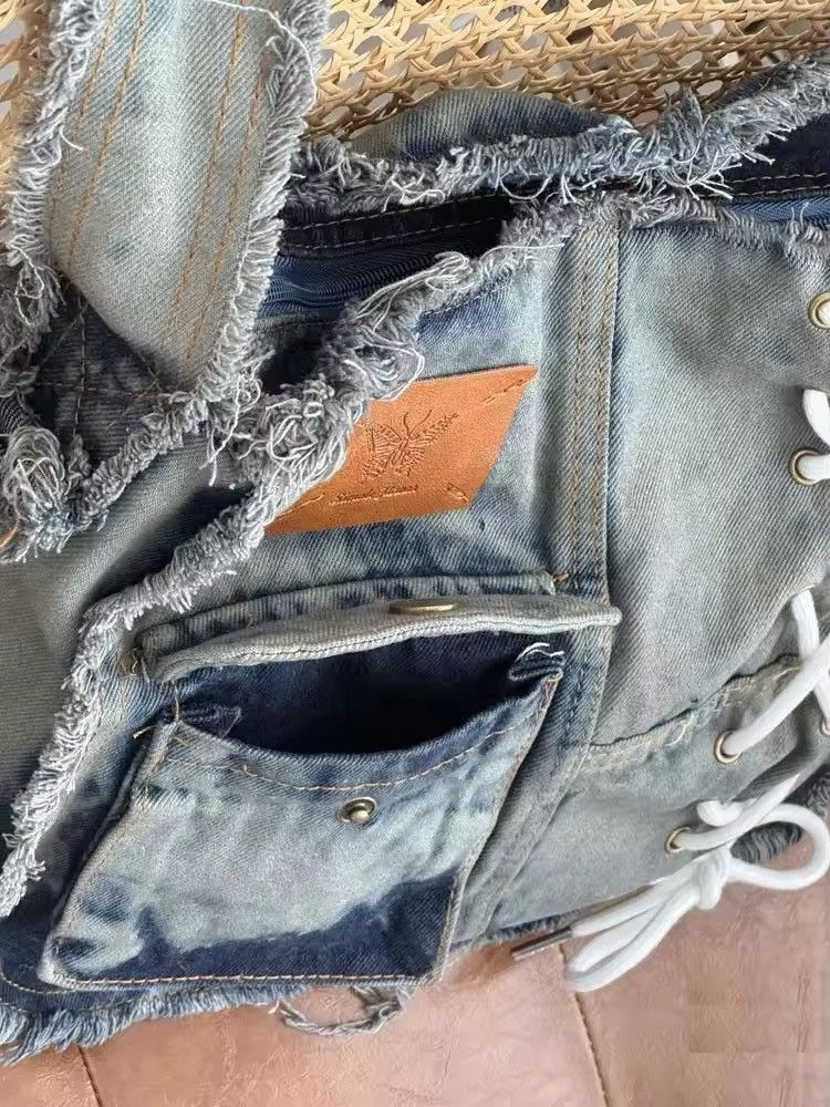 Japanese Brand Washed Denim Shoulder Bag Size ONE SIZE - 4 Thumbnail