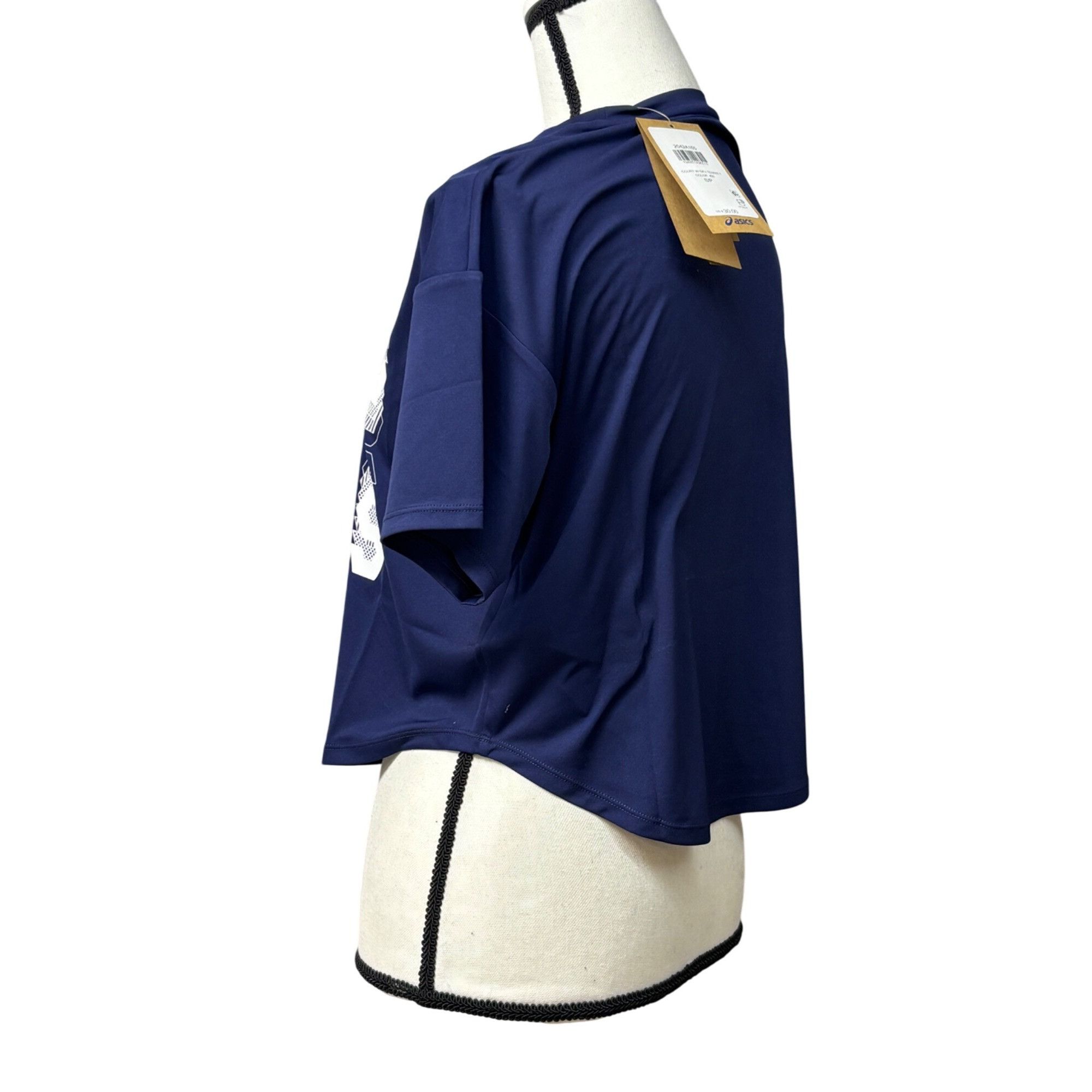 Asics ASICS Women's Court Graphic Cropped Tennis Tee, Navy, S Size S / US 4 / IT 40 - 4 Thumbnail