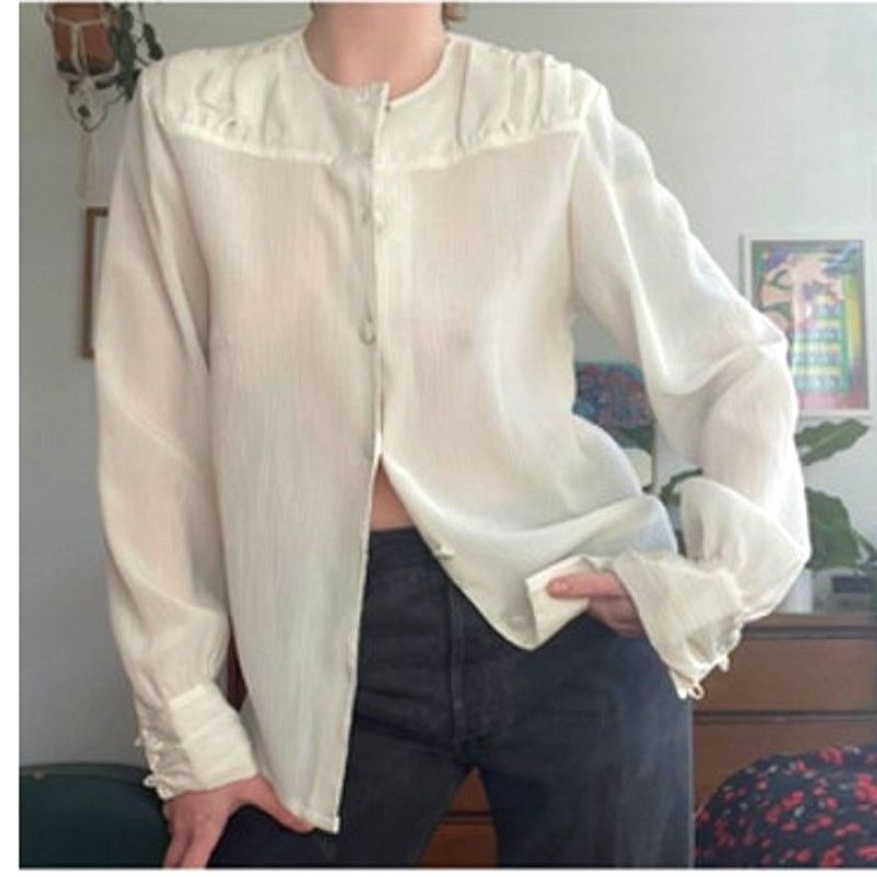 Oscar De La Renta RARE Vintage Oscar De la Renta Sheer Button Down Blouse 10 Size L / US 10 / IT 46 - 1 Thumbnail