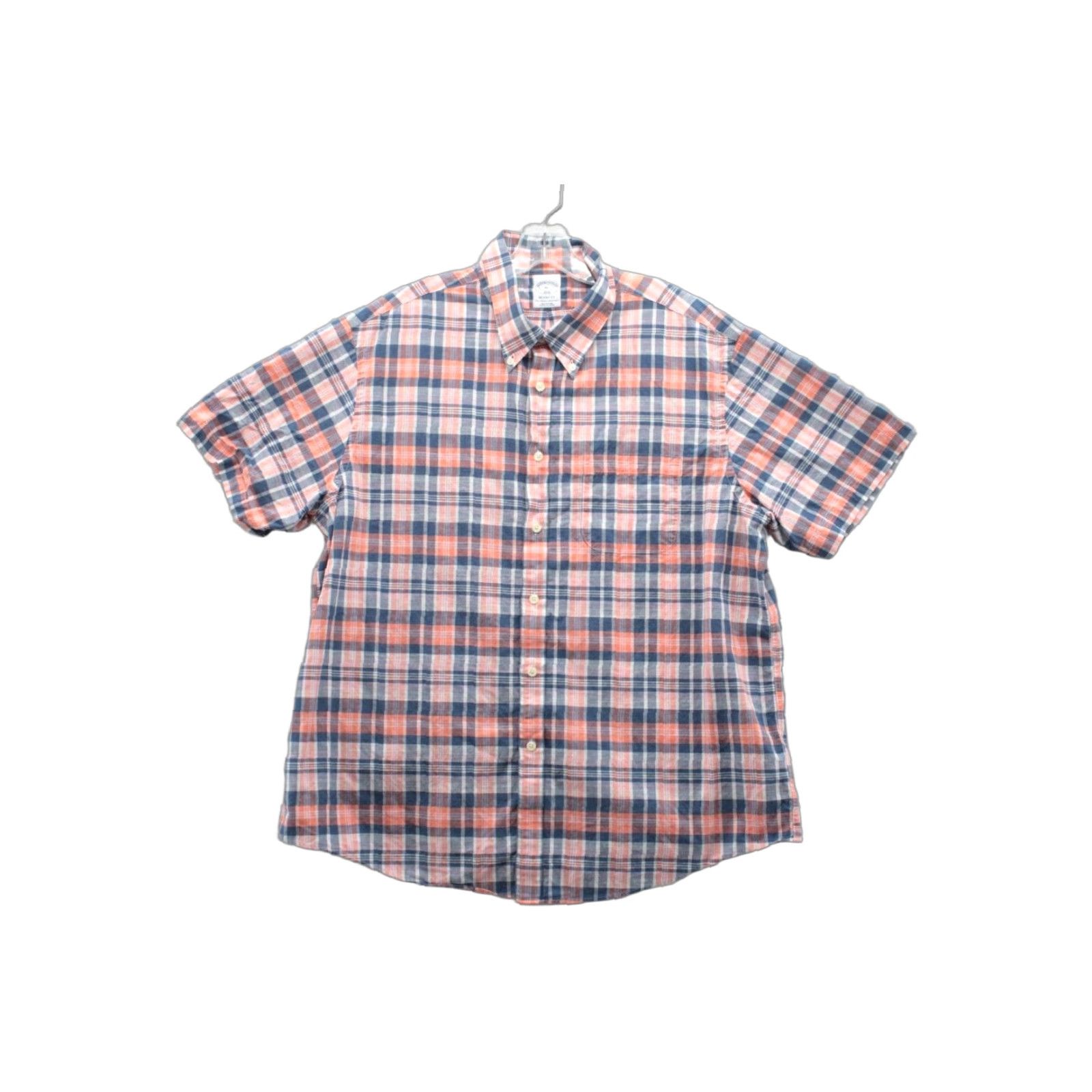 Brooks Brothers Brooks Brothers Regent Fit Shirt Men XL Blue Orange Plaid Button-Down Preppy Shirt Size US XL / EU 56 / 4 - 1 Thumbnail