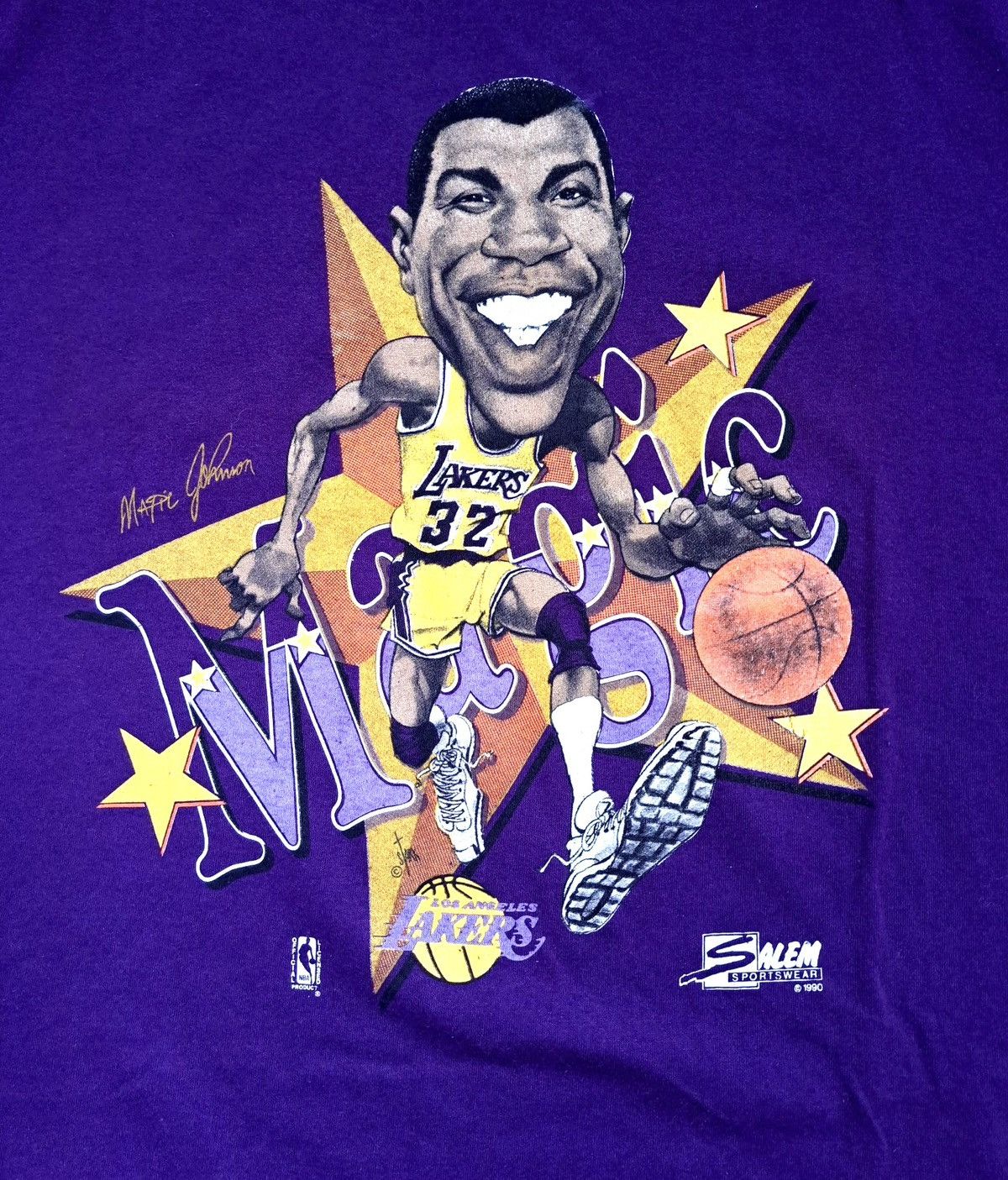 NBA LAKERS x MAGIC JOHNSON x Vintage T-Shirt 1990 Size US XL / EU 56 / 4 - 2 Thumbnail