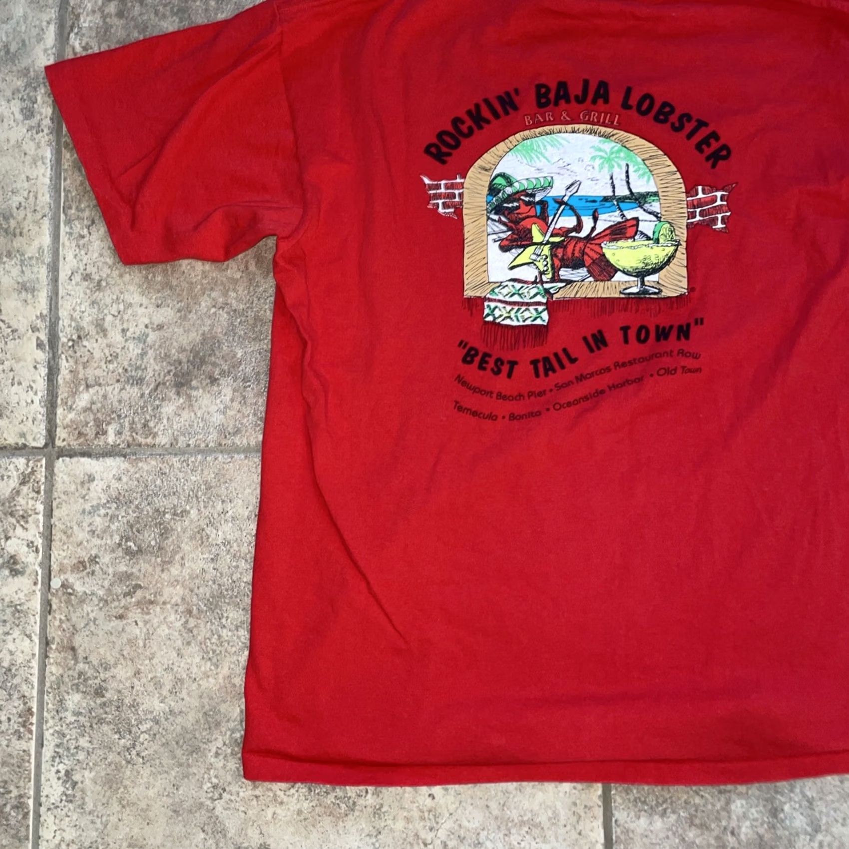 Vintage VINTAGE ONEITA 100% Cotton Singe Stitch Red Graphic Shirt Mens Size L Size US L / EU 52-54 / 3 - 3 Thumbnail