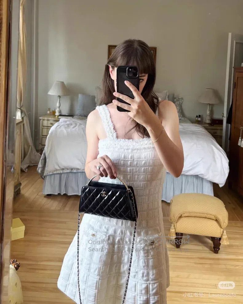 Chanel Chanel 25B super white velvet tassel plaid strap dress Size XXS / US 00 / IT 34 - 9 Thumbnail