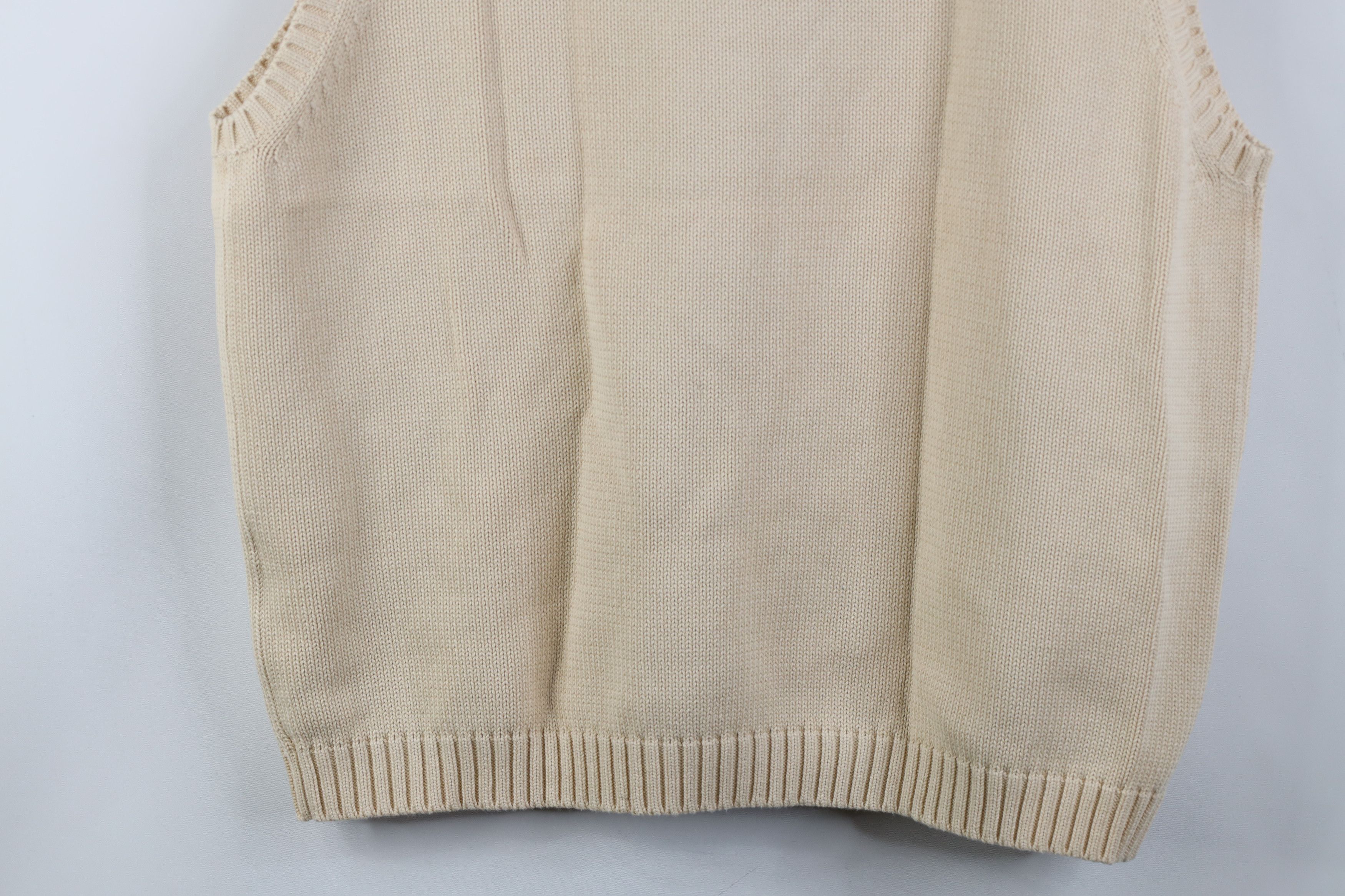 Lands' End Vintage 90s Lands End Cotton Knit V-Neck Sweater Vest Beige Size US XL / EU 56 / 4 - 9 Thumbnail