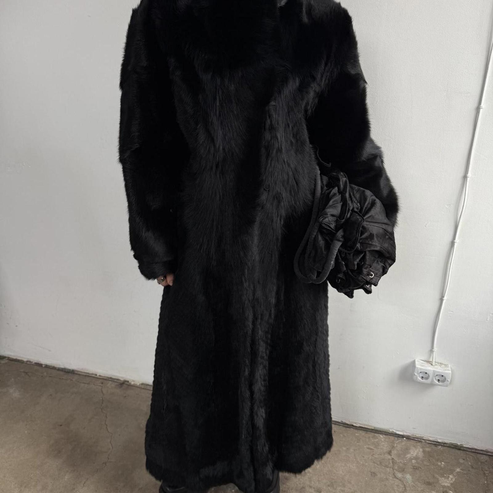 If Six Was Nine Vintage Real Fur Black Maxi Coat Size L / US 10 / IT 46 - 1 Thumbnail