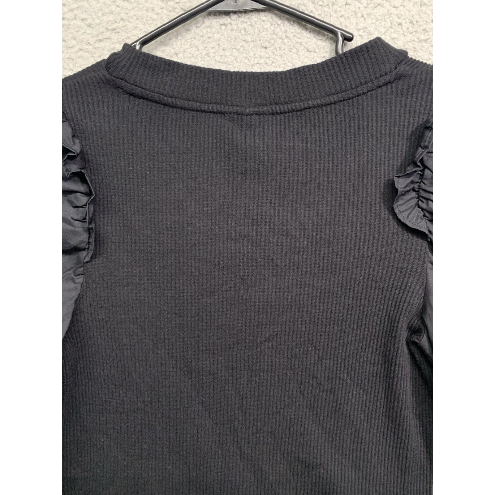 Vintage WHO WHAT WEAR Pullover Top Women XS Black V-Neck Knit Body Blousy Sleeves NWT Size XS / US 0-2 / IT 36-38 - 6 Thumbnail