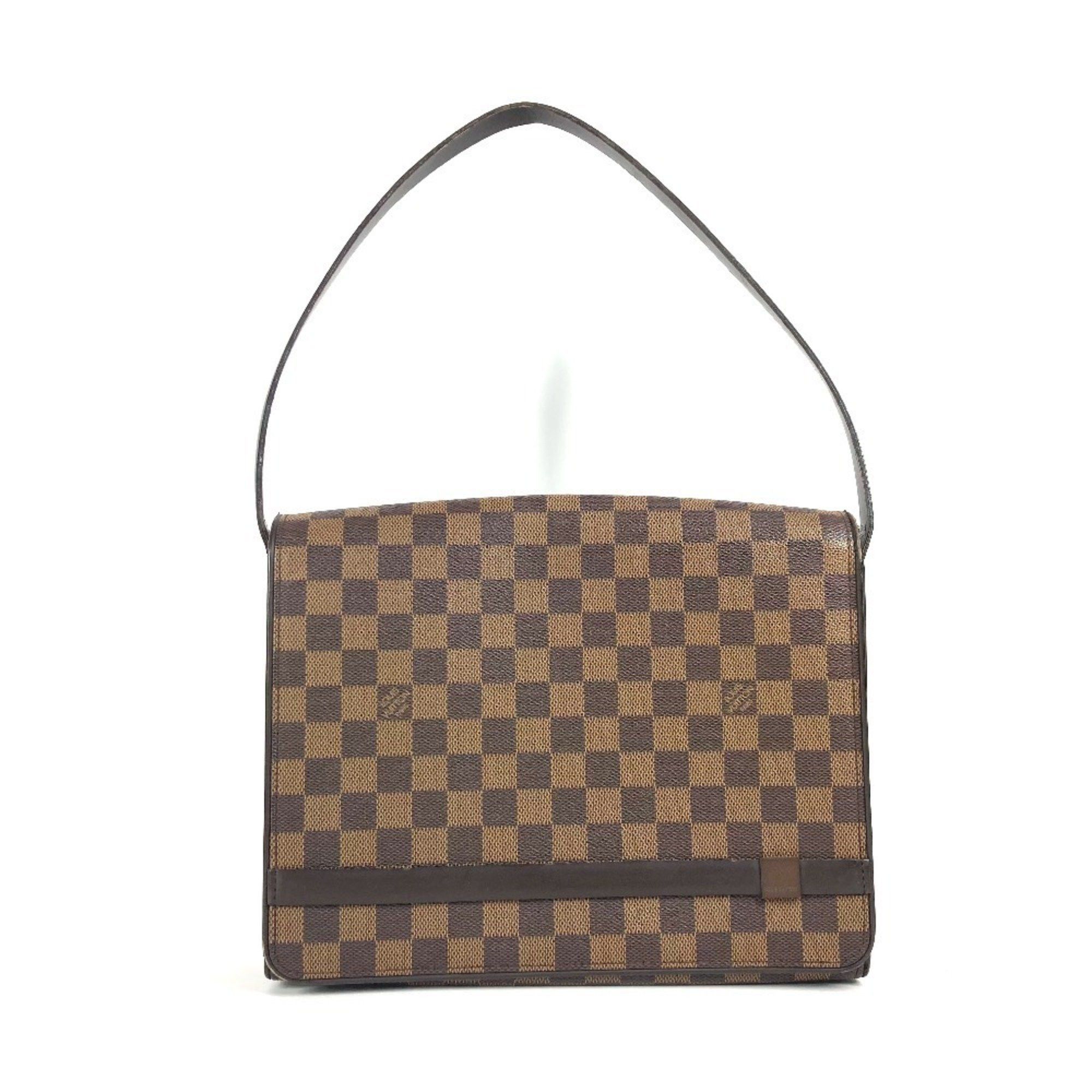 Louis Vuitton N51161 Damier Tribeca Carre Shoulder Tote Bag Flap Canvas Women's Ebene Brown