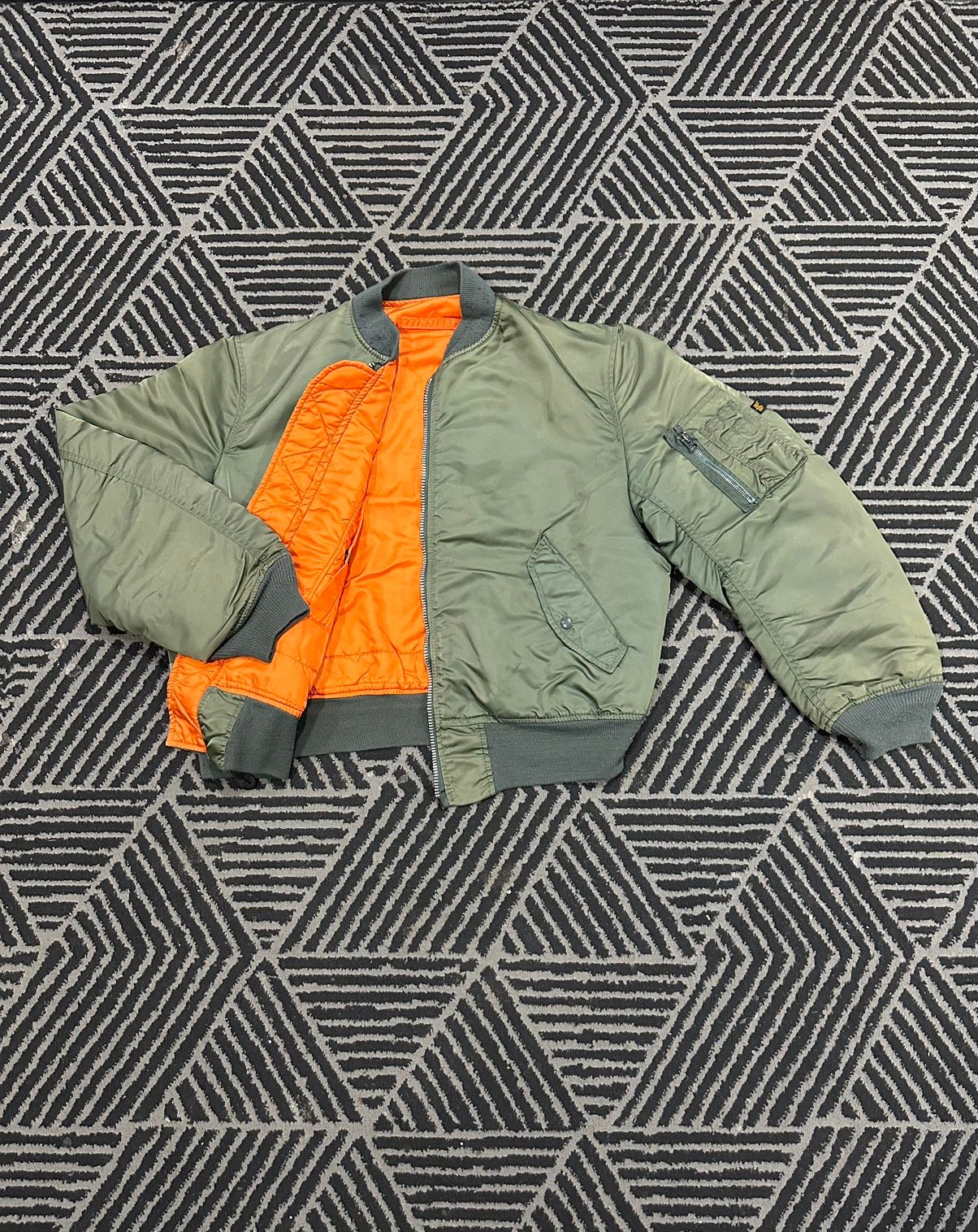 Pre-owned Alpha Industries X Military Vintage Alpha Industries Reversible Bomber Jacket In Green