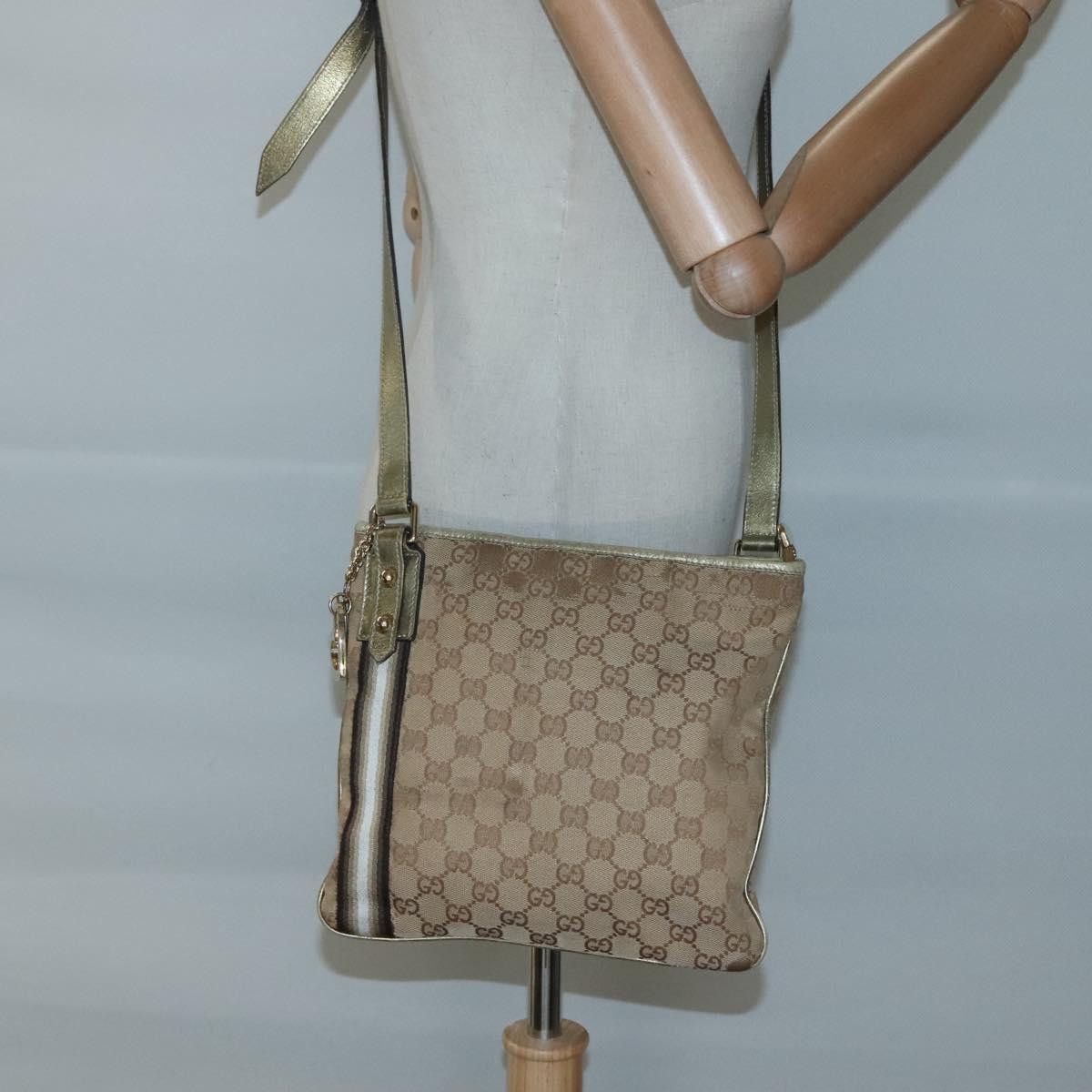 Gucci GUCCI GG Canvas Sherry Line Shoulder Bag Beige Black Size ONE SIZE - 22 Thumbnail