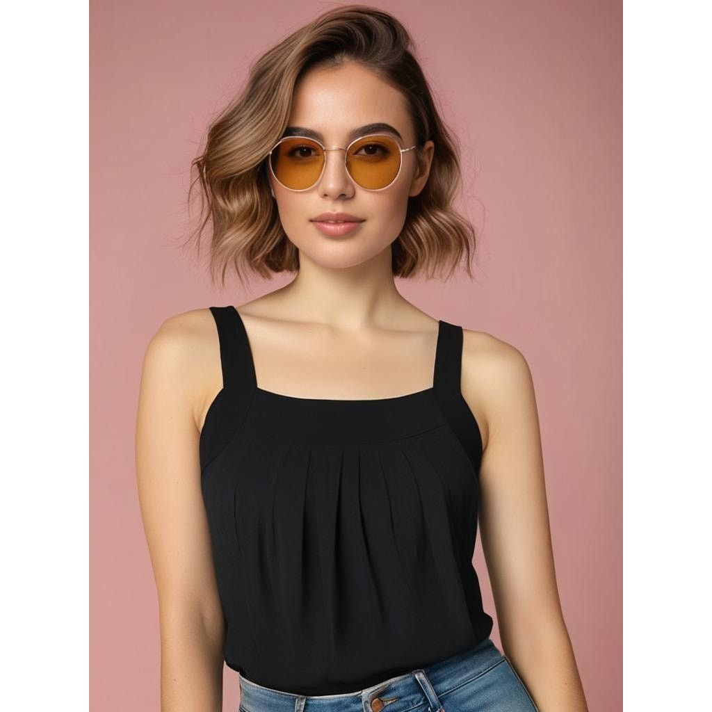 White House Black Market WHBM Women's XS Black Draped Square Neck Tank Top Size XS / US 0-2 / IT 36-38 - 1 Thumbnail