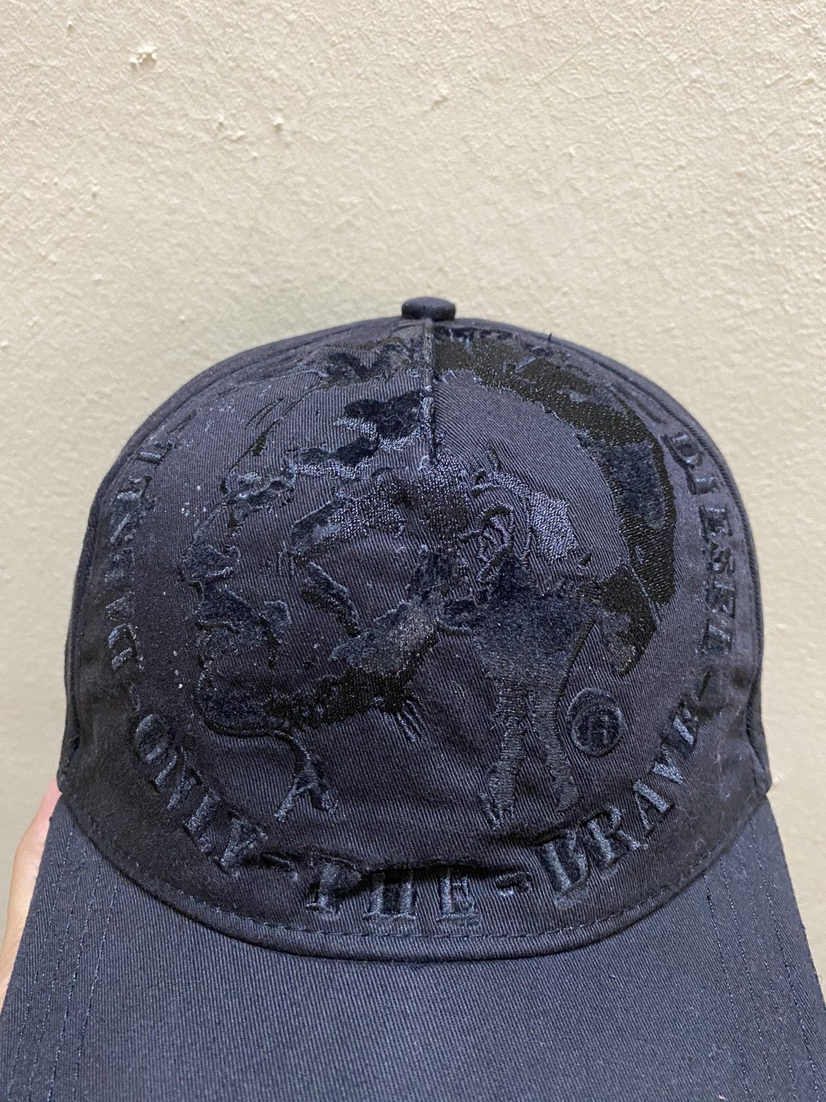 Diesel × Vintage Vintage 90's Diesel Archive Distressed Big Logo Cap Size ONE SIZE - 2 Thumbnail