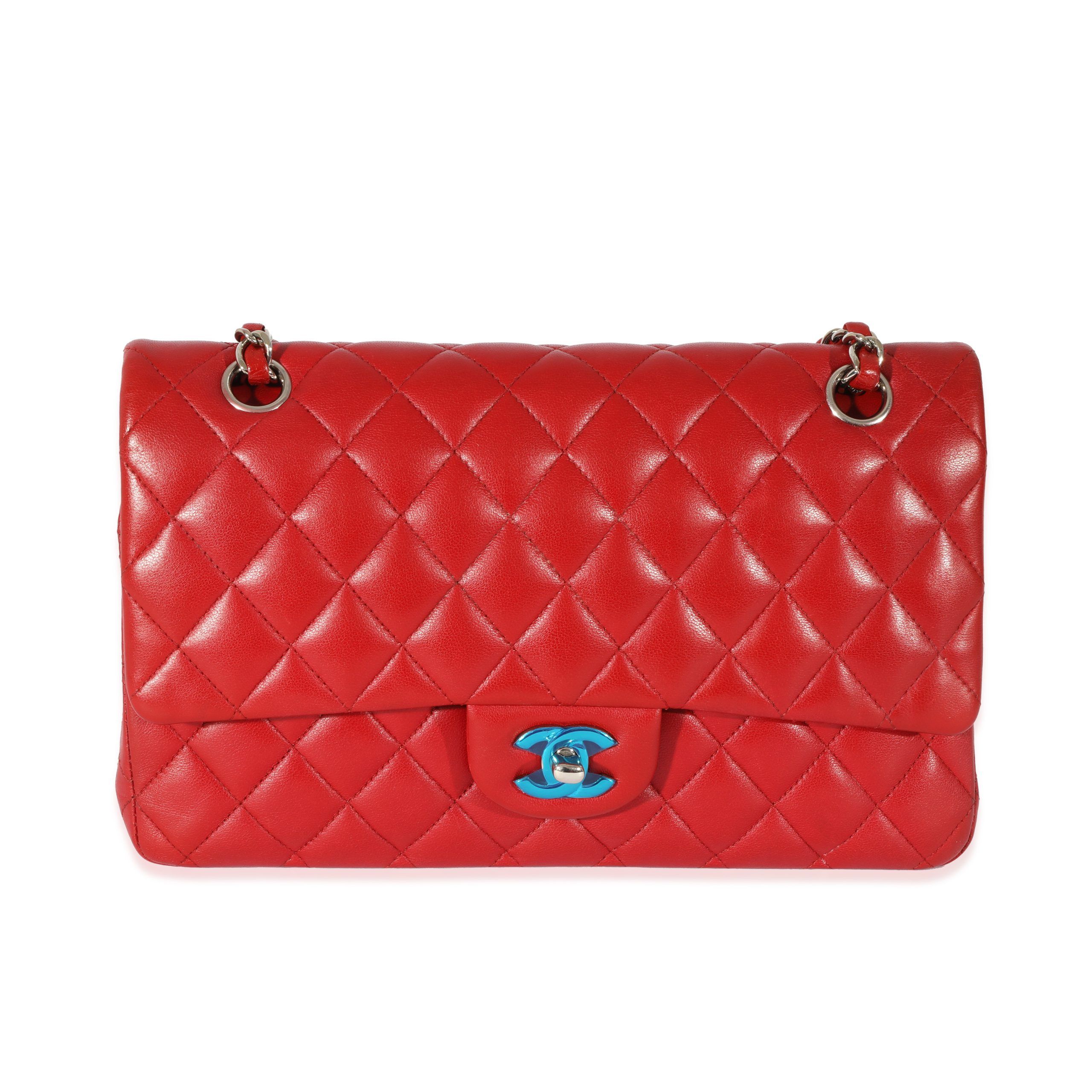 image of Chanel Red Quilted Lambskin Medium Classic Double Flap Bag, Women's