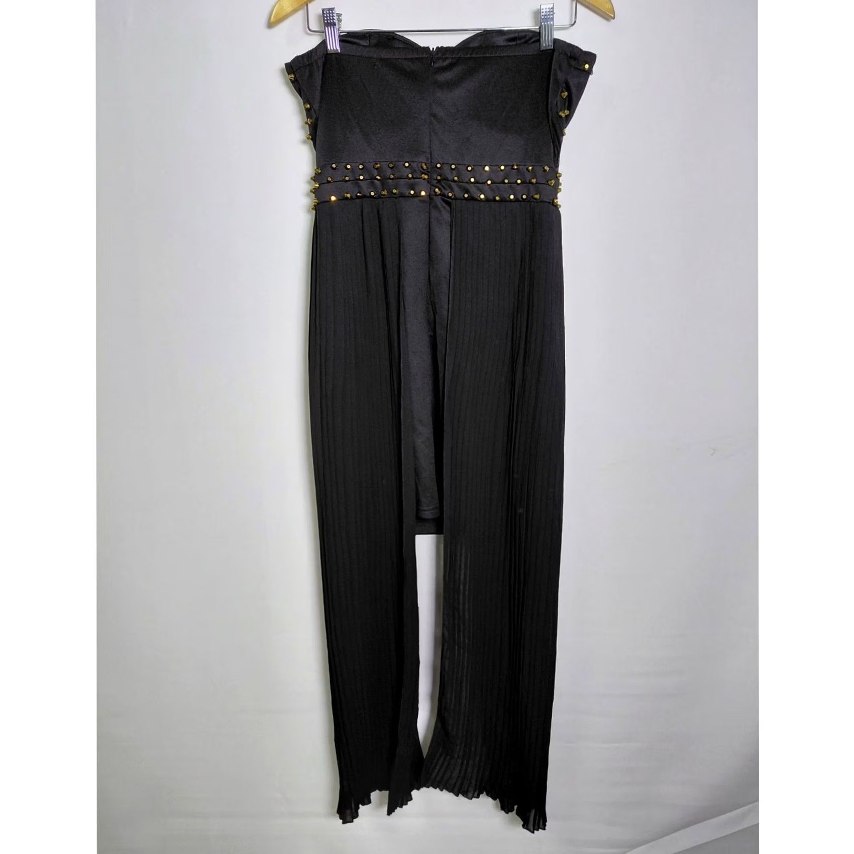 Vintage VOXX Black Strapless Jumpsuit Stud Accents Women Size L Dress Length Knee Length Party/Cocktail Size 36" / US 14 / IT 50 - 2 Thumbnail