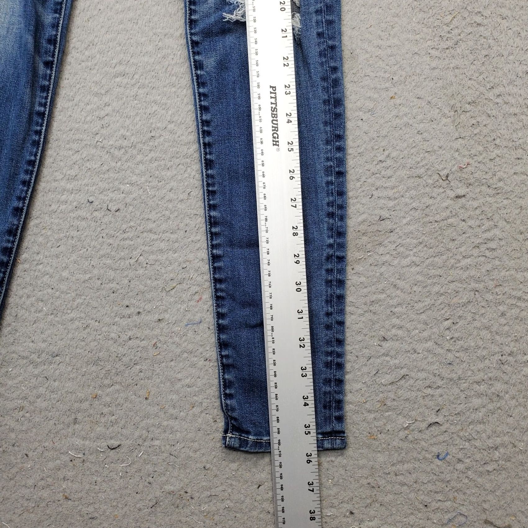American Eagle Outfitters American Eagle Outfitters Jegging Jeans Womens 4 Blue Denim Cotton Stretch High-Rise Ripped Jeans Size 27" / US 4 / IT 40 - 3 Thumbnail