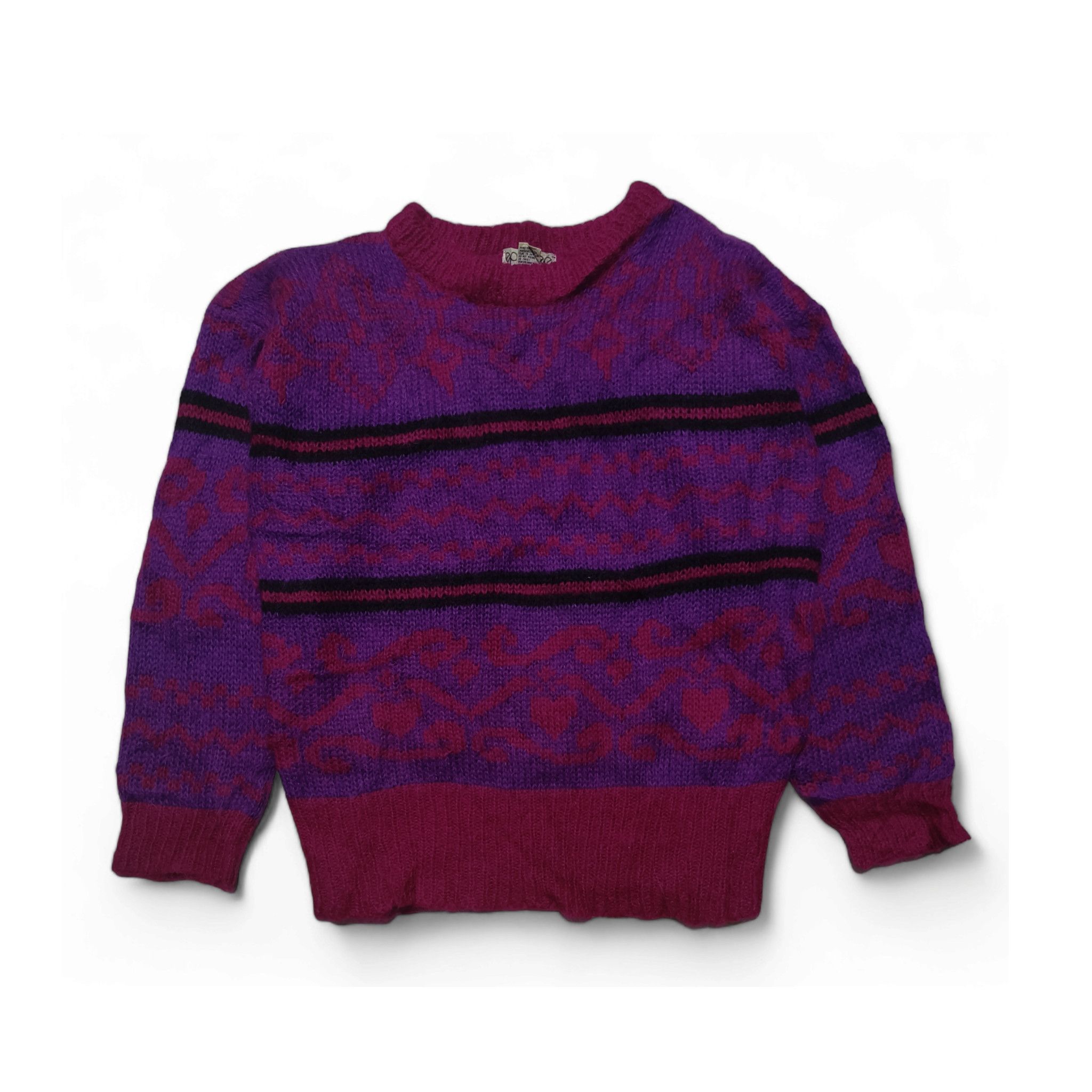Other Vintage 80s EPOGEE Abstract Motifs Knit Mohair Sweater Size L / US 10 / IT 46 - 1 Thumbnail