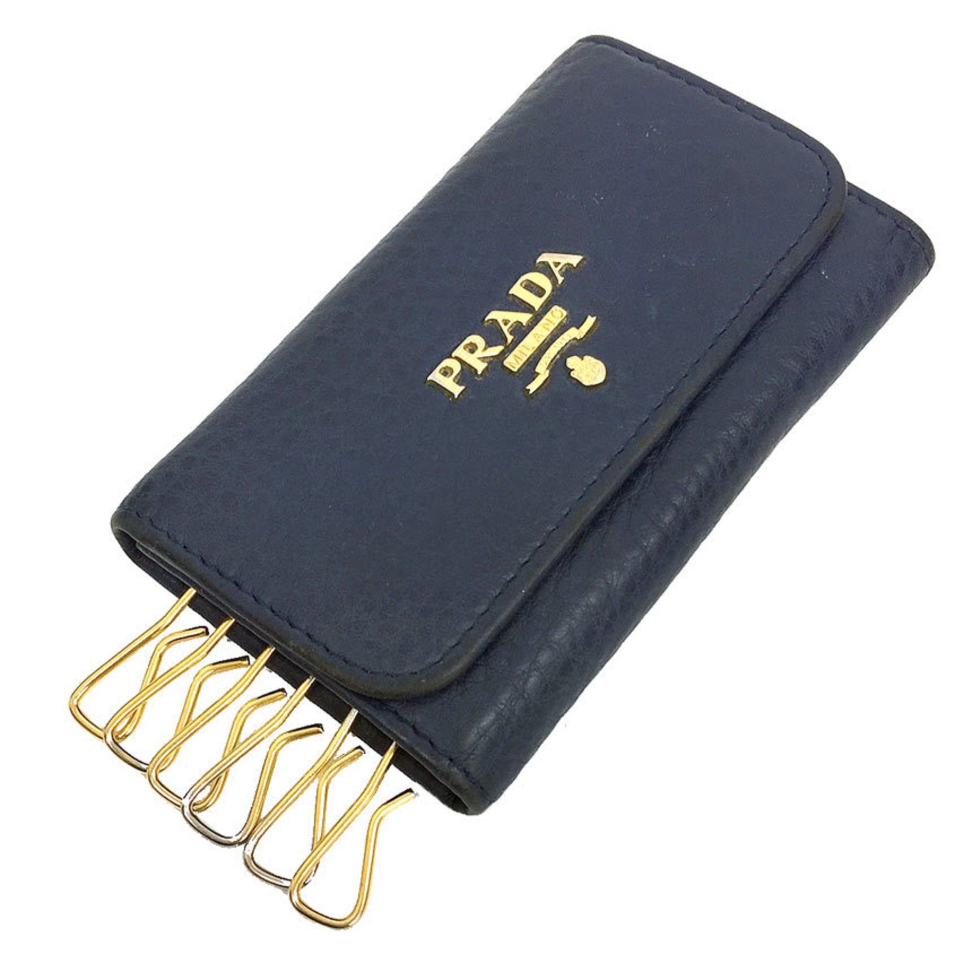 Prada Prada Key Case 1PG222 VITELLO GRAIN INCHIOSTRO Navy Size ONE SIZE - 1 Thumbnail