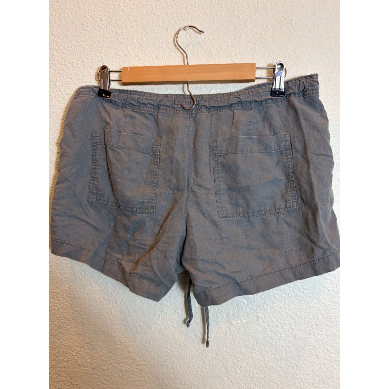 Gap Gap Chino Shorts Women's 10 Linen Cotton Olive Drawstring 34x4 Regular Green Size 32" / US 10 / IT 46 - 6 Thumbnail