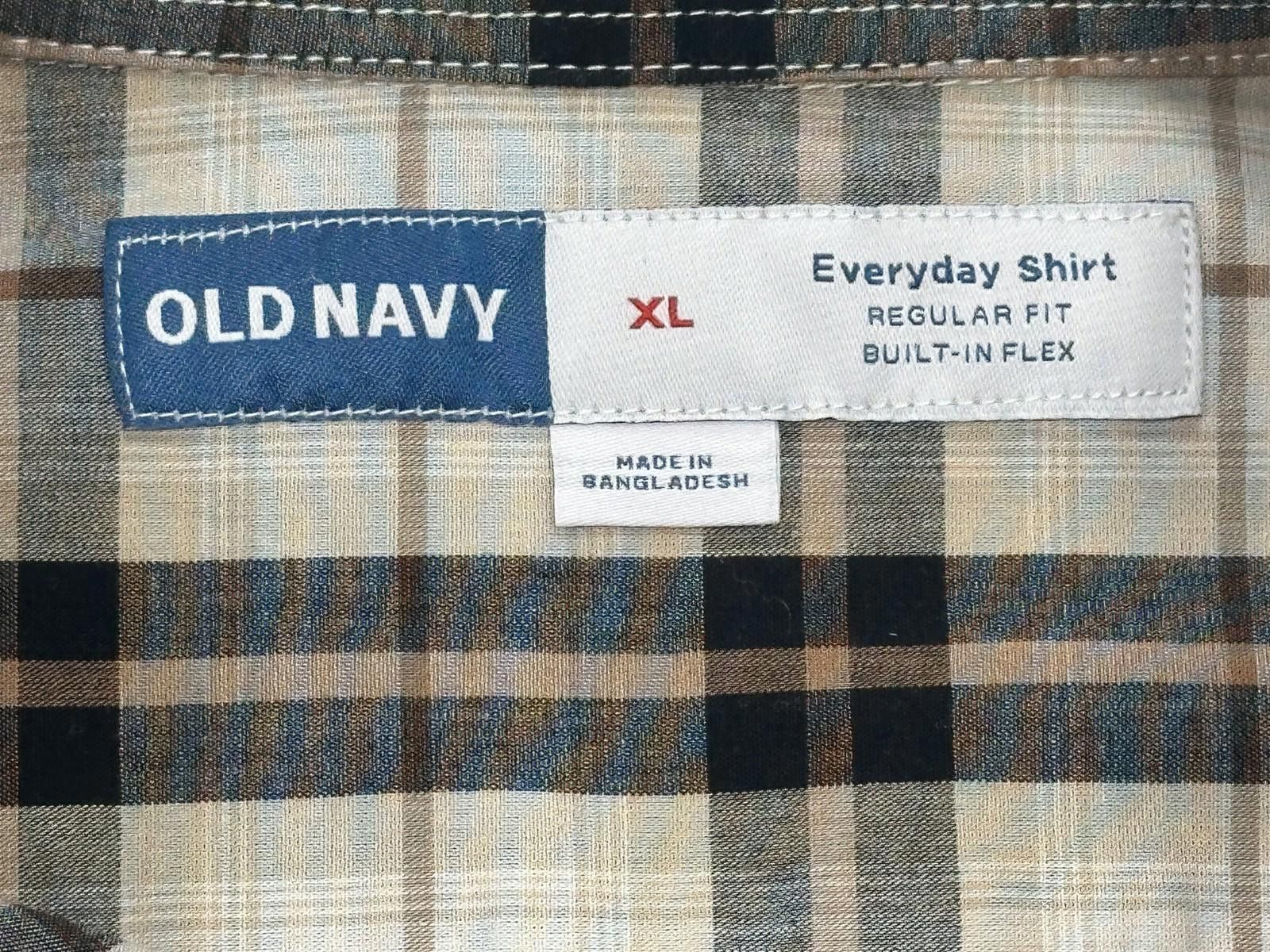 Old Navy Old Navy Plaid Regular Fit Flex Button Up Brown Mens XL Size US XL / EU 56 / 4 - 3 Thumbnail