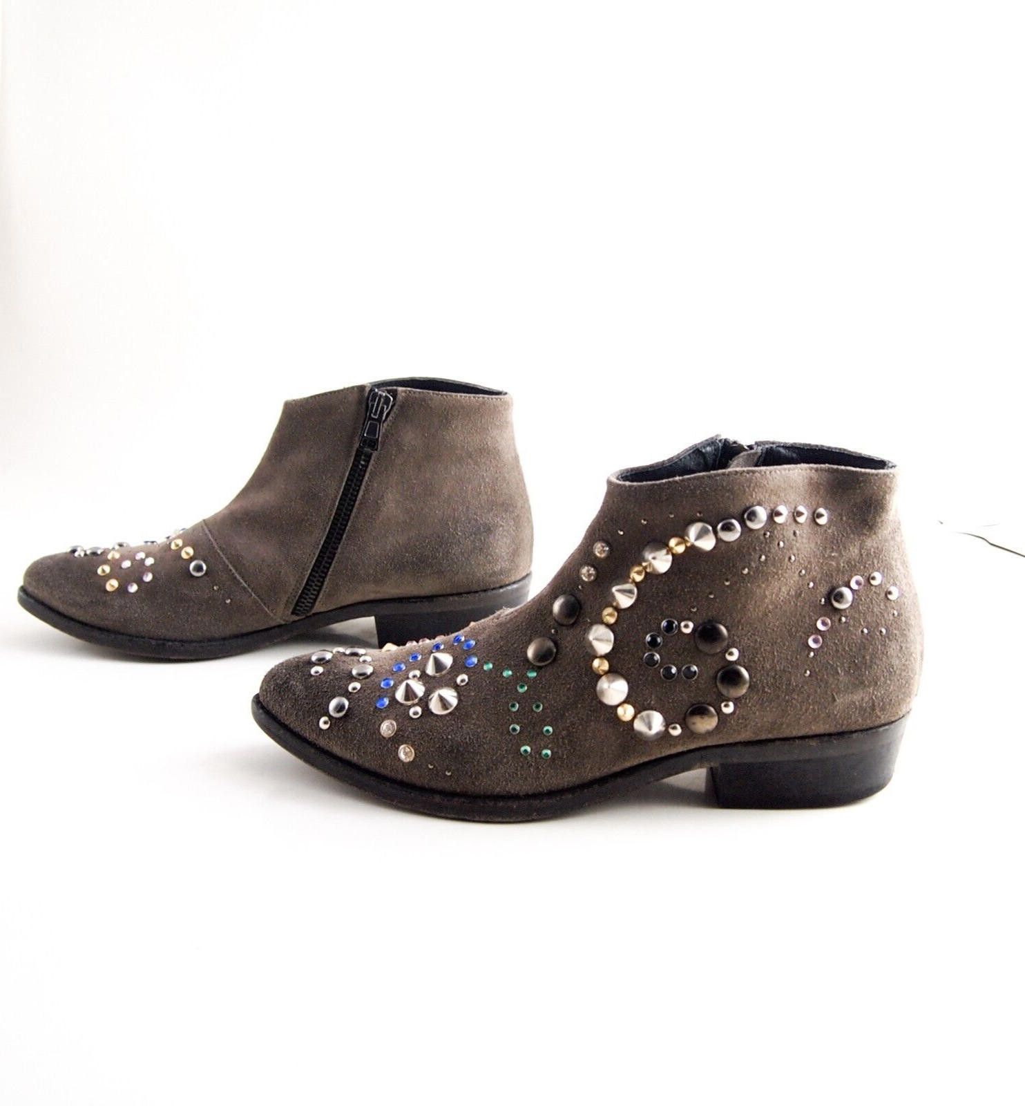 Designer Manila Grace Boots Brown Suede Studded US 7 EU 37 Size US 7 / IT 37 - 2 Thumbnail
