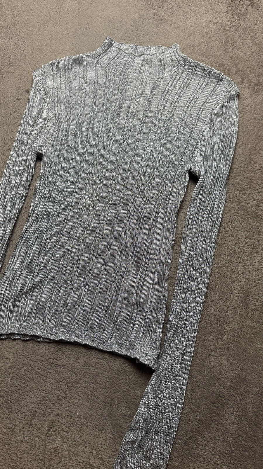 If Six Was Nine Maison Margiela cdg Vibe Silver Metallic Mesh Longsleeve Y2K Size S / US 4 / IT 40 - 3 Thumbnail
