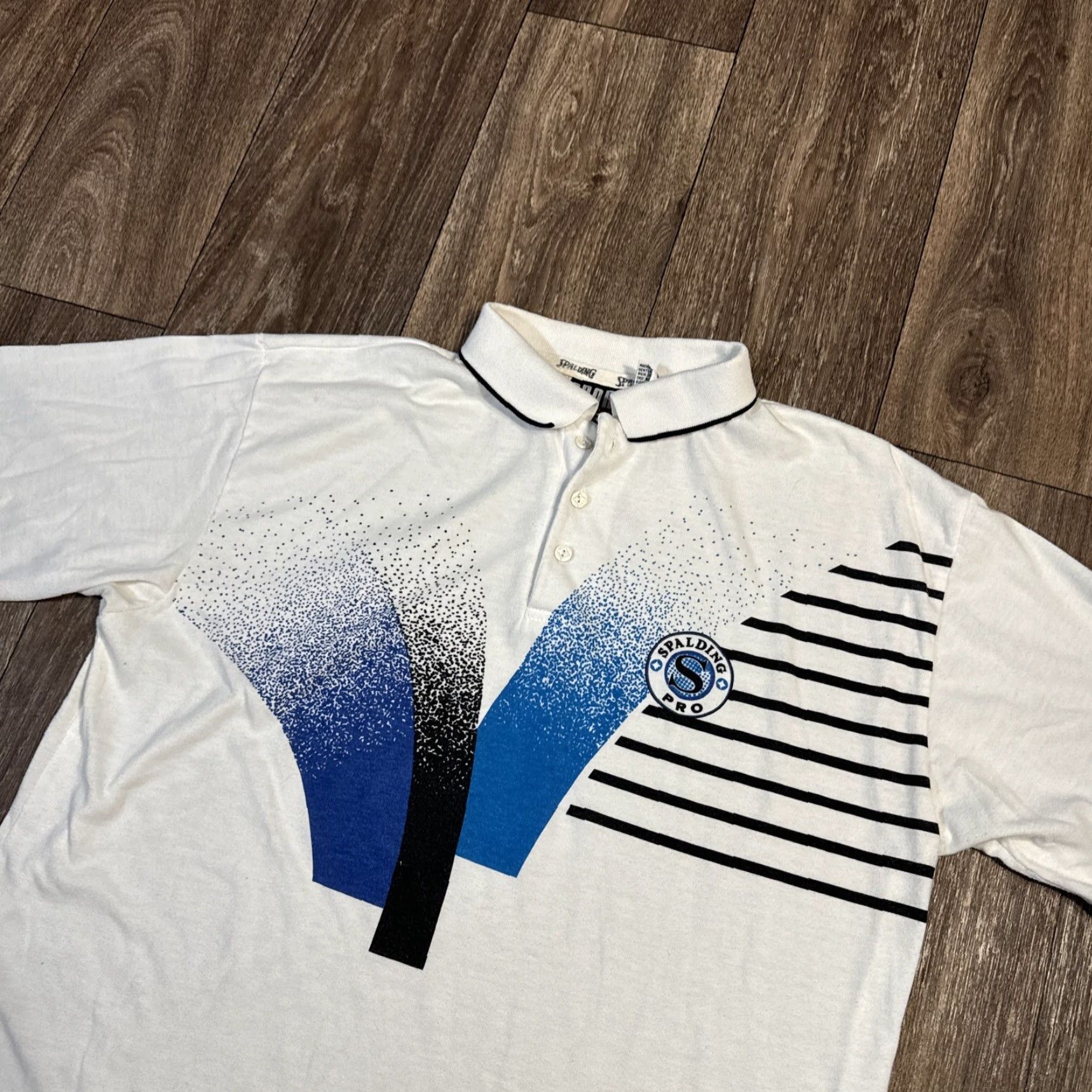 Spalding VINTAGE Spalding Tennis Pro Polo White Shirt XL Collared 80s, Unisex Adults, Polyester (if material given) Size US XL / EU 56 / 4 - 3 Thumbnail