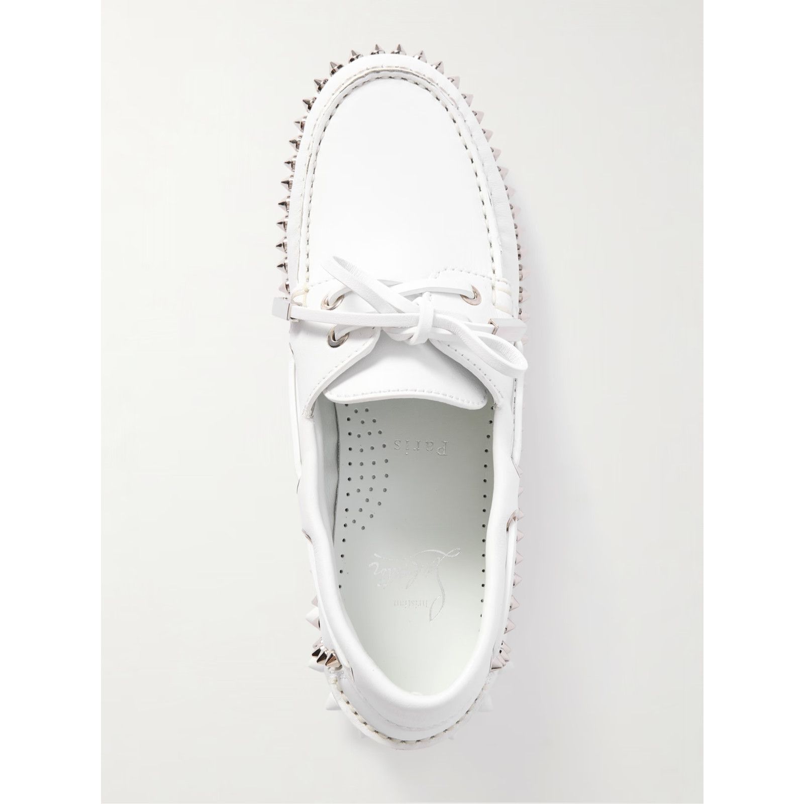 Christian Louboutin Christian Louboutin Gerockel Donna Flat White Leather Boat Size US 7.5 / IT 37.5 - 10 Thumbnail