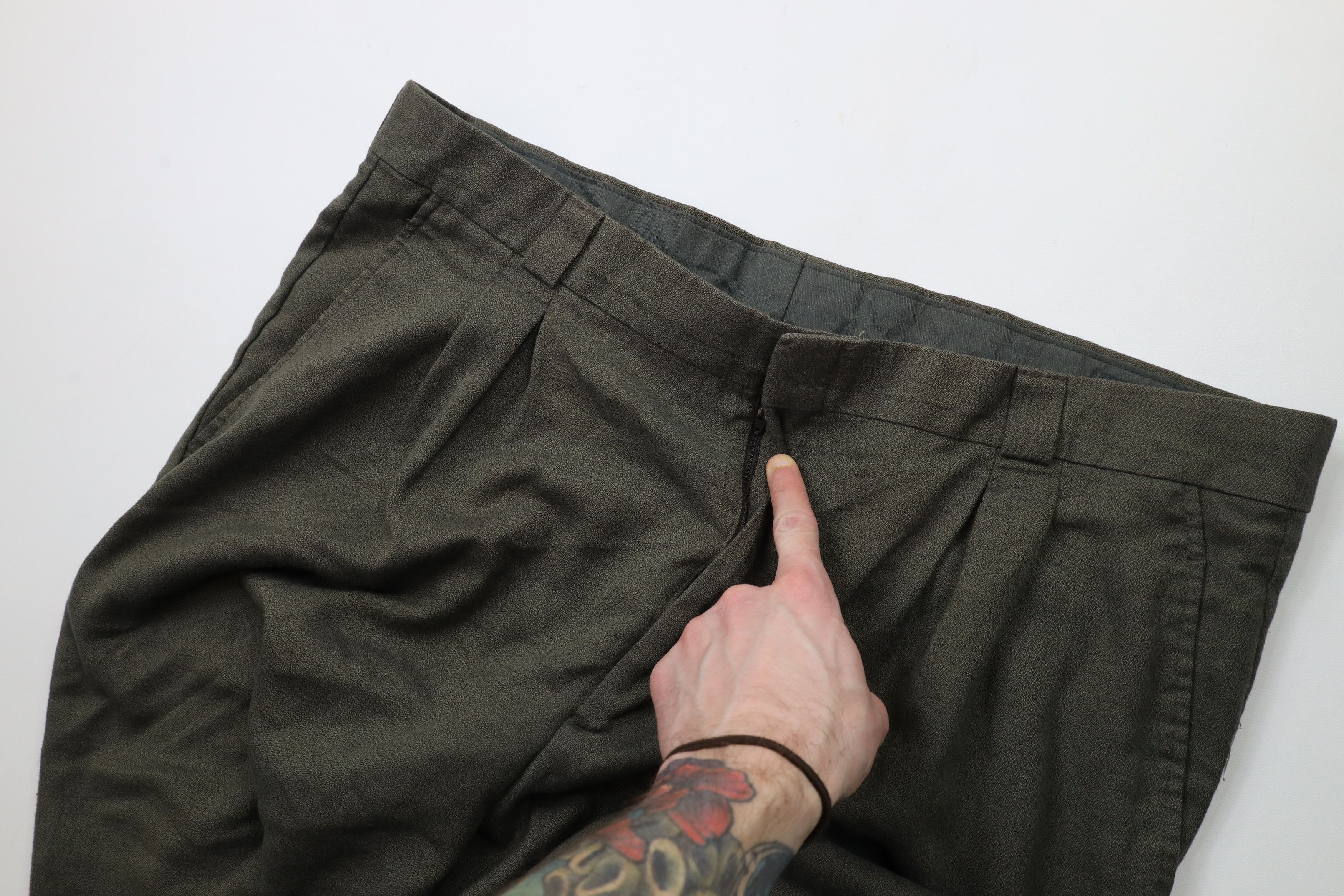 Vintage Vintage 90s Streetwear Wool Blend Wide Leg Chino Pants Green Size US 42 / EU 58 - 6 Thumbnail
